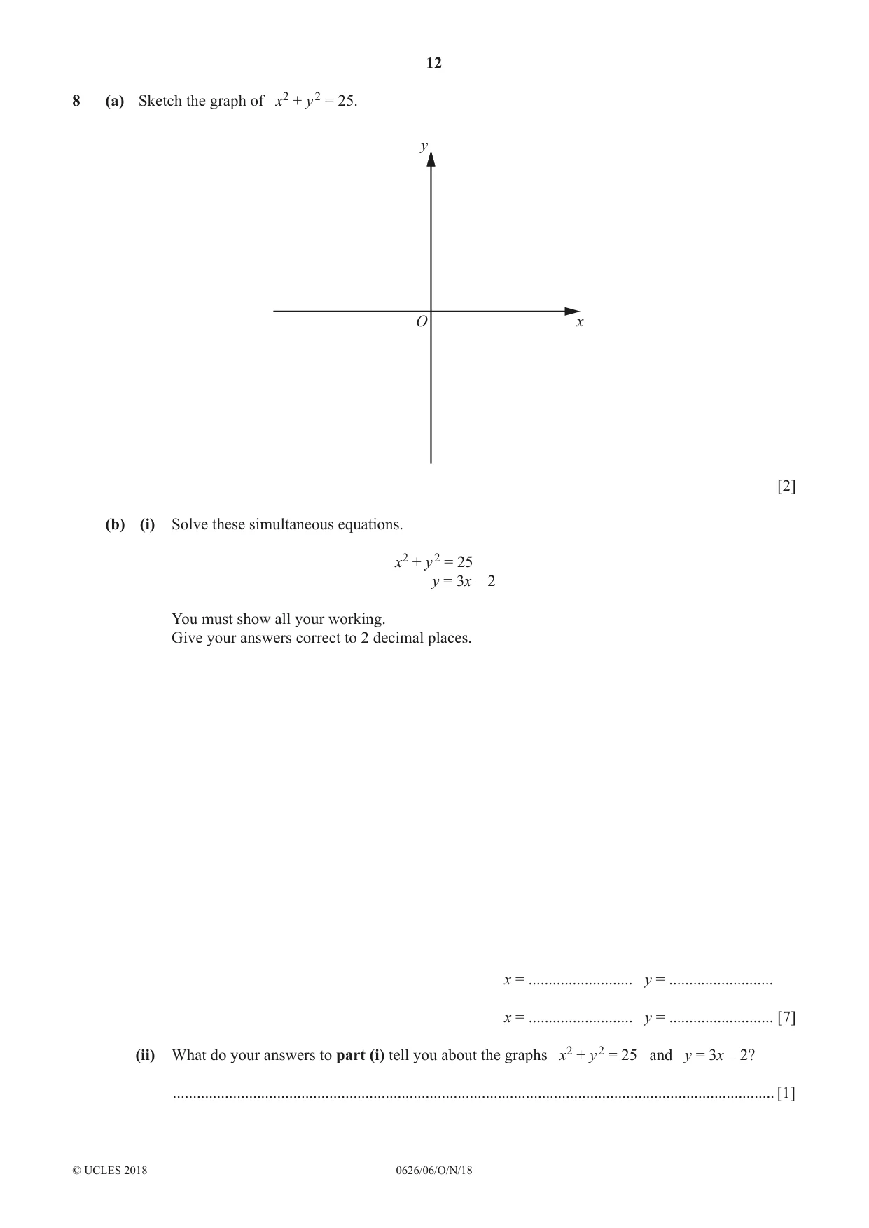 Cambridge IGCSE Mathematics (9-1) (UK only) 0626 2018 Oct/Nov Paper 6 · Variant 0 question paper, page 12 of 16