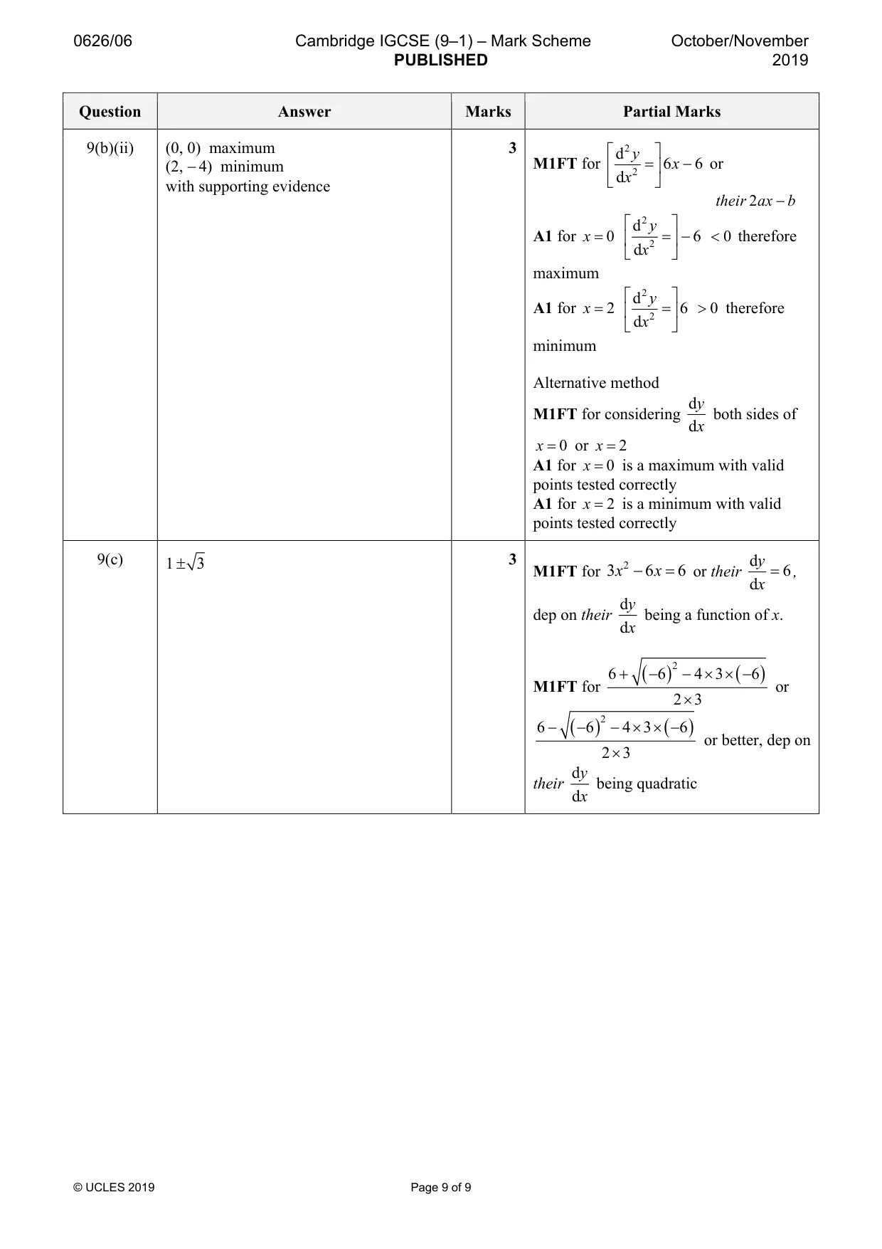 Mark scheme, page 9 of 9