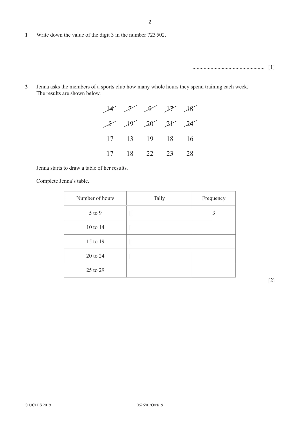 Cambridge IGCSE Mathematics (9-1) (UK only) 0626 2019 Oct/Nov Paper 1 · Variant 1 question paper, page 2 of 16