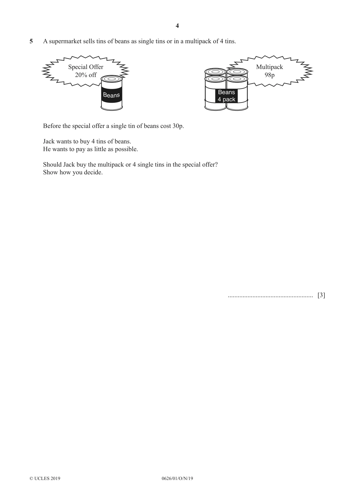 Cambridge IGCSE Mathematics (9-1) (UK only) 0626 2019 Oct/Nov Paper 1 · Variant 1 question paper, page 4 of 16