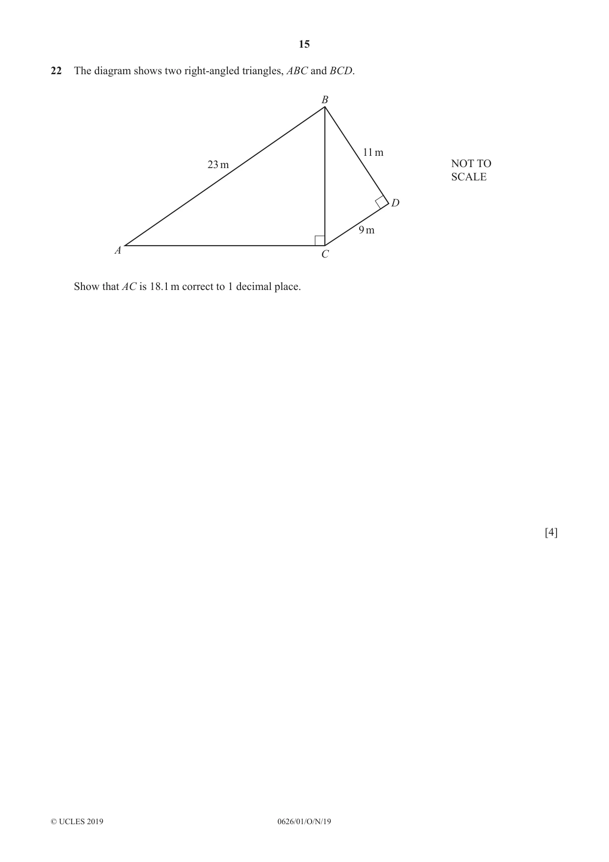 Cambridge IGCSE Mathematics (9-1) (UK only) 0626 2019 Oct/Nov Paper 1 · Variant 1 question paper, page 15 of 16