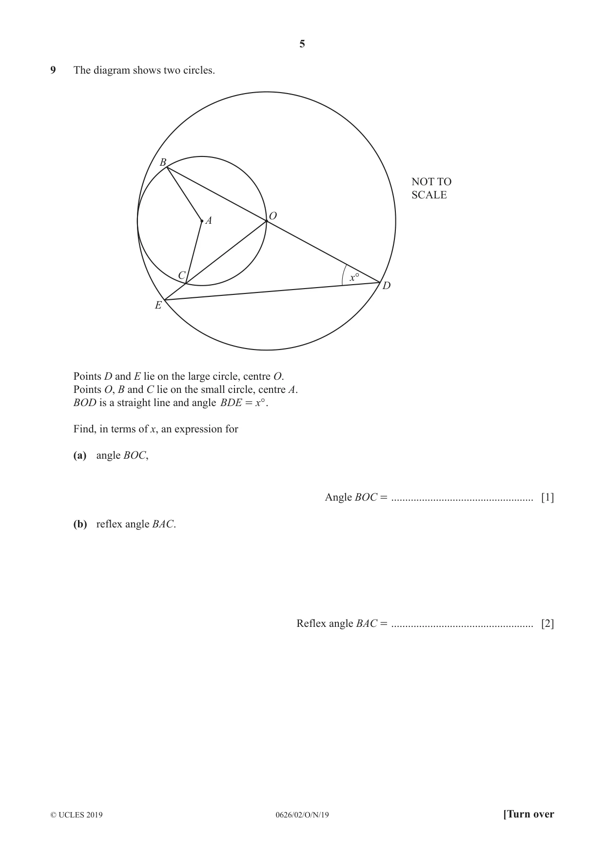 Cambridge IGCSE Mathematics (9-1) (UK only) 0626 2019 Oct/Nov Paper 2 · Variant 1 question paper, page 5 of 12