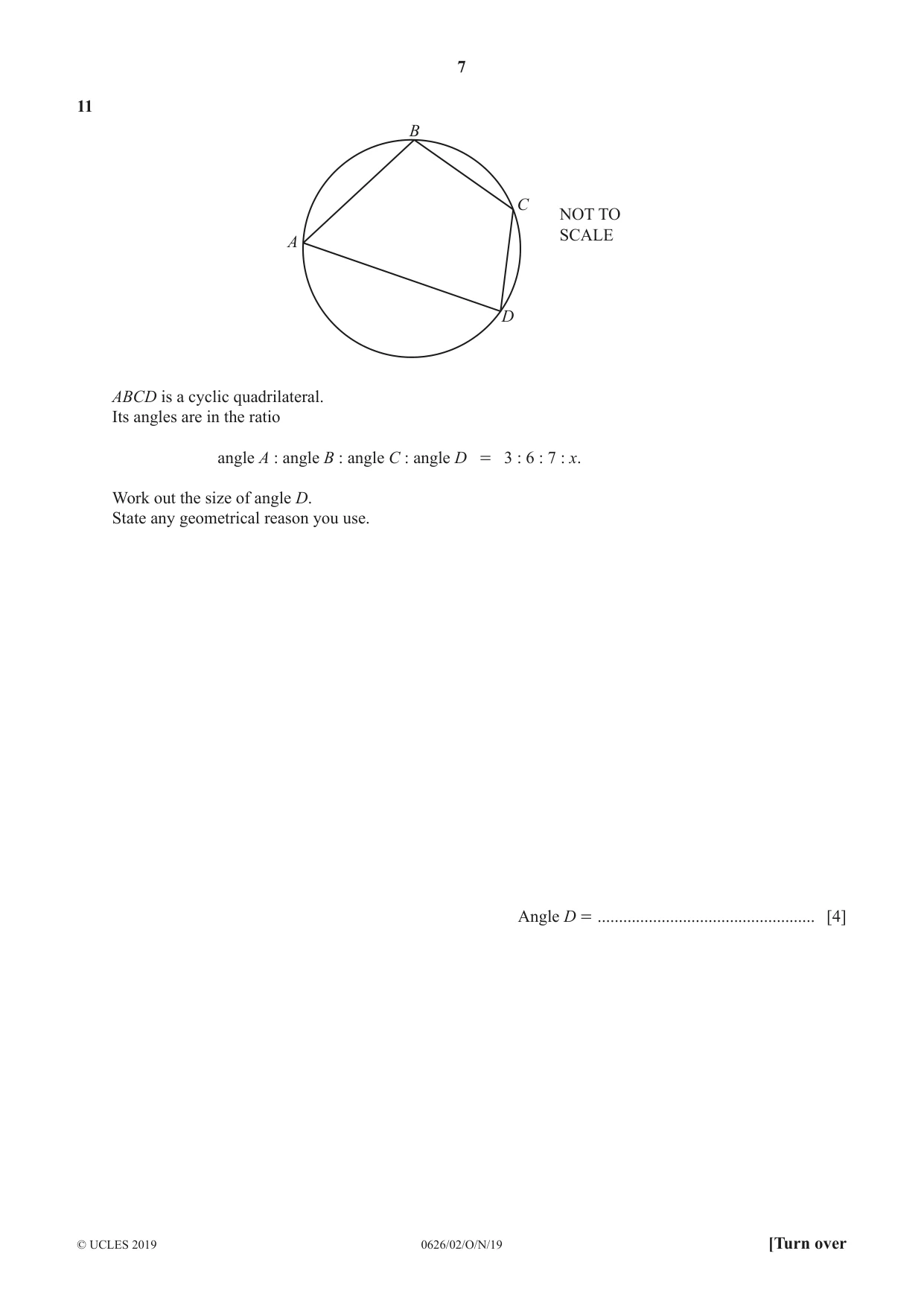 Cambridge IGCSE Mathematics (9-1) (UK only) 0626 2019 Oct/Nov Paper 2 · Variant 1 question paper, page 7 of 12