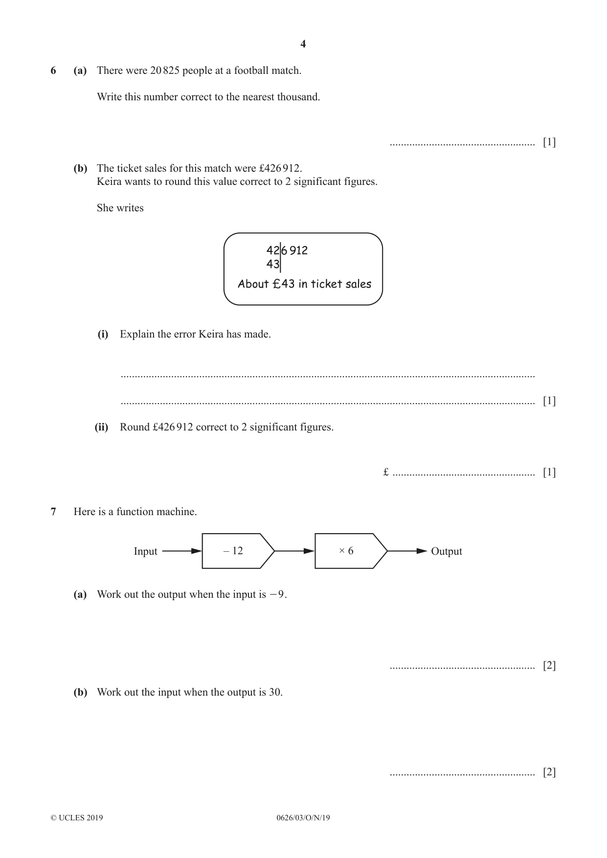Cambridge IGCSE Mathematics (9-1) (UK only) 0626 2019 Oct/Nov Paper 3 · Variant 1 question paper, page 4 of 20