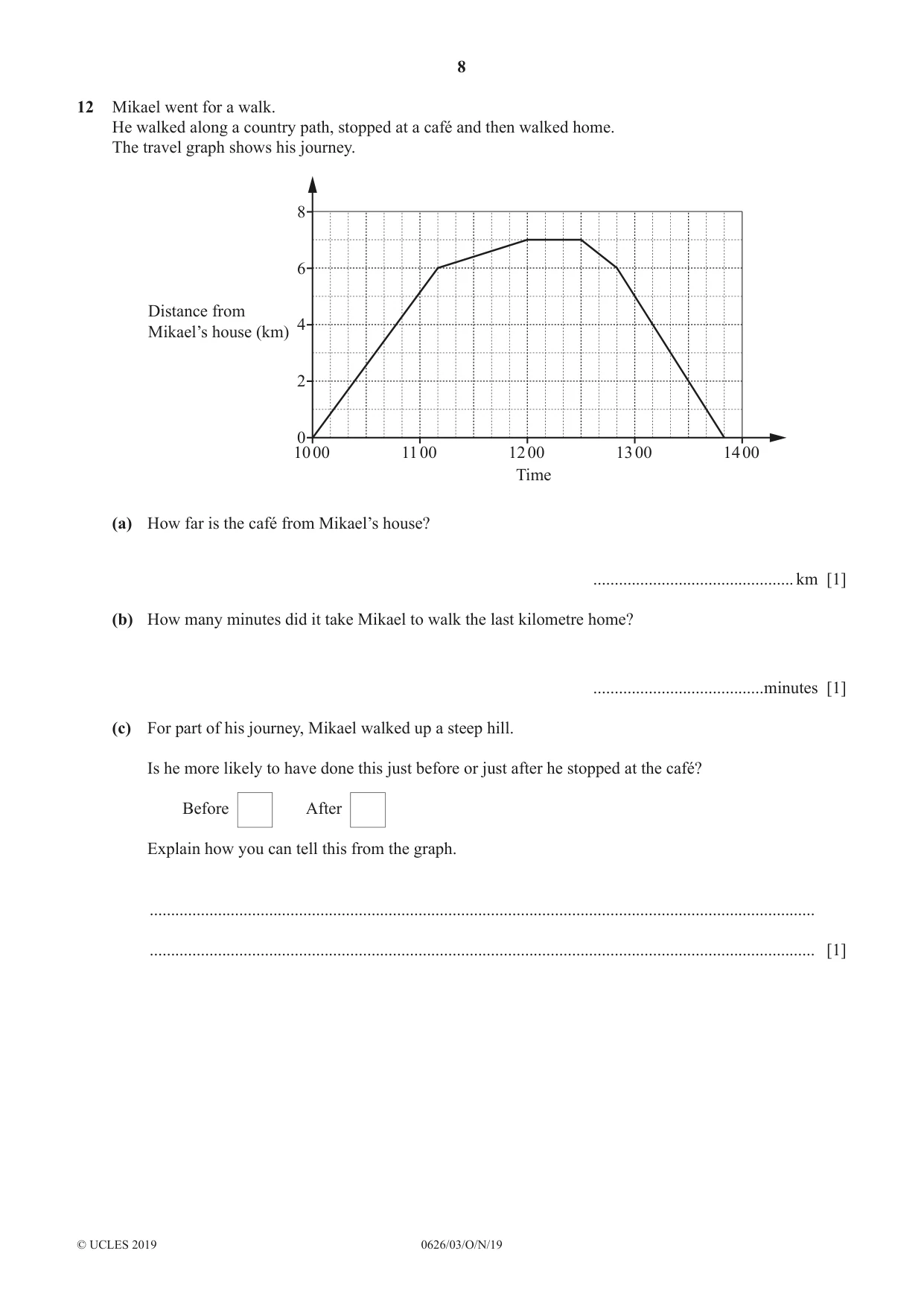 Cambridge IGCSE Mathematics (9-1) (UK only) 0626 2019 Oct/Nov Paper 3 · Variant 1 question paper, page 8 of 20