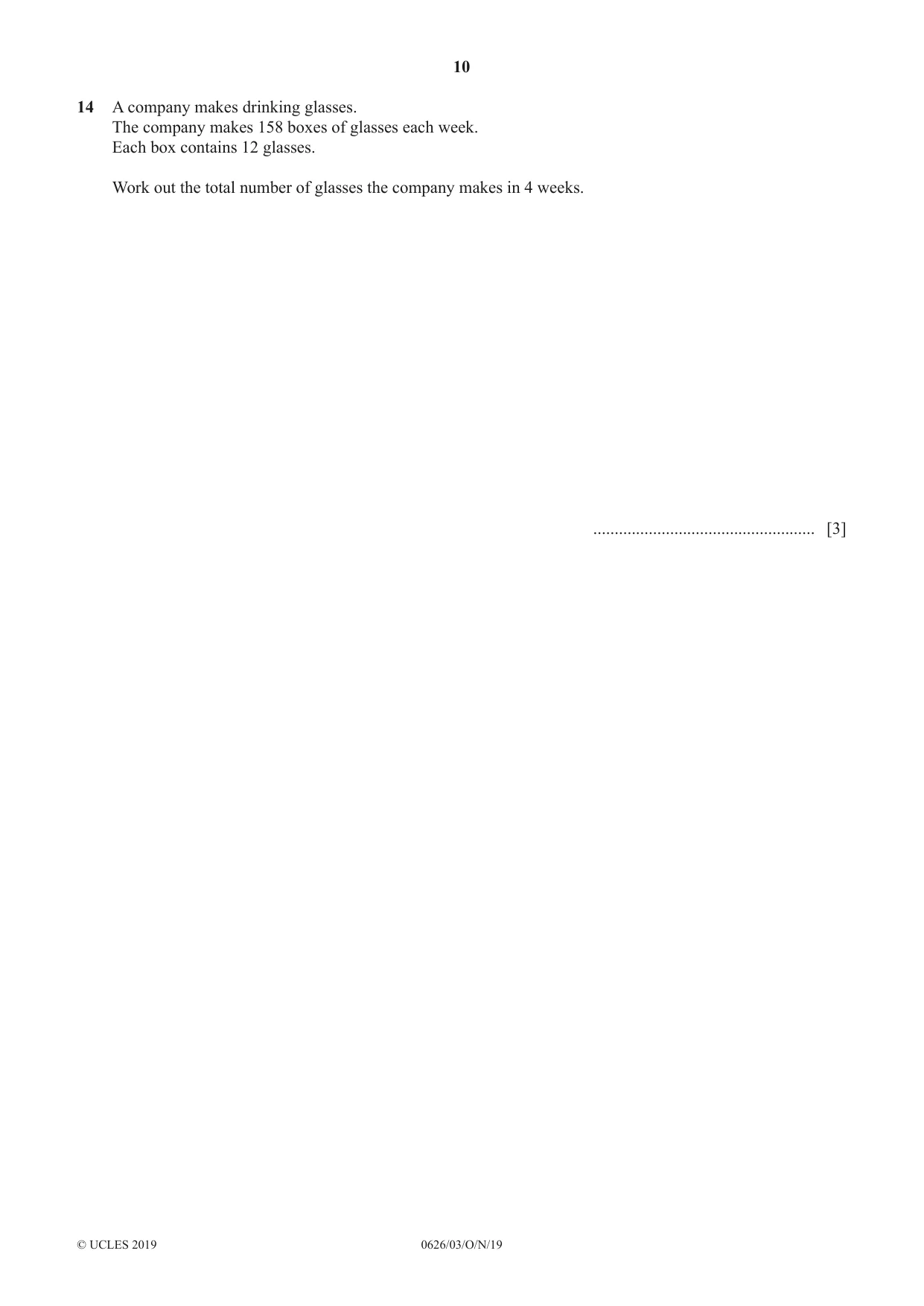 Cambridge IGCSE Mathematics (9-1) (UK only) 0626 2019 Oct/Nov Paper 3 · Variant 1 question paper, page 10 of 20