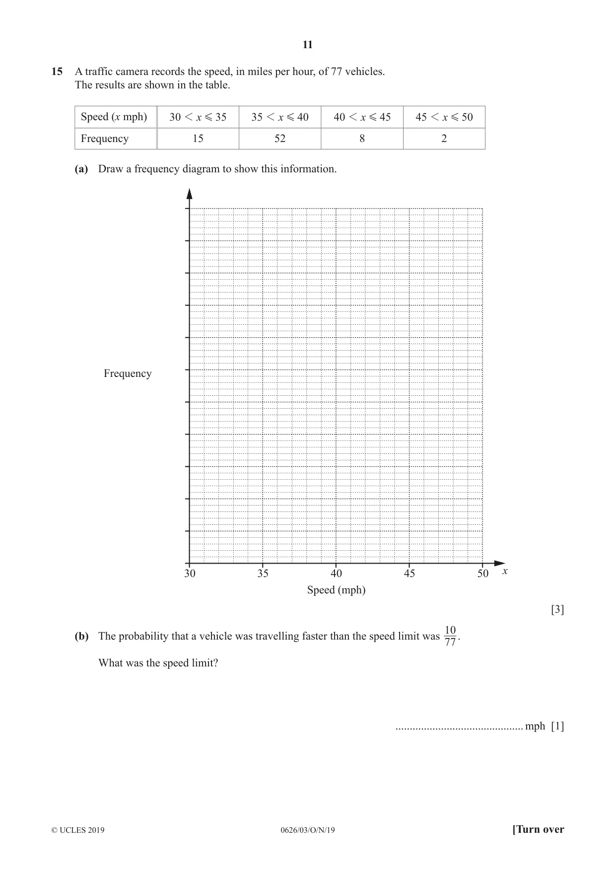 Cambridge IGCSE Mathematics (9-1) (UK only) 0626 2019 Oct/Nov Paper 3 · Variant 1 question paper, page 11 of 20