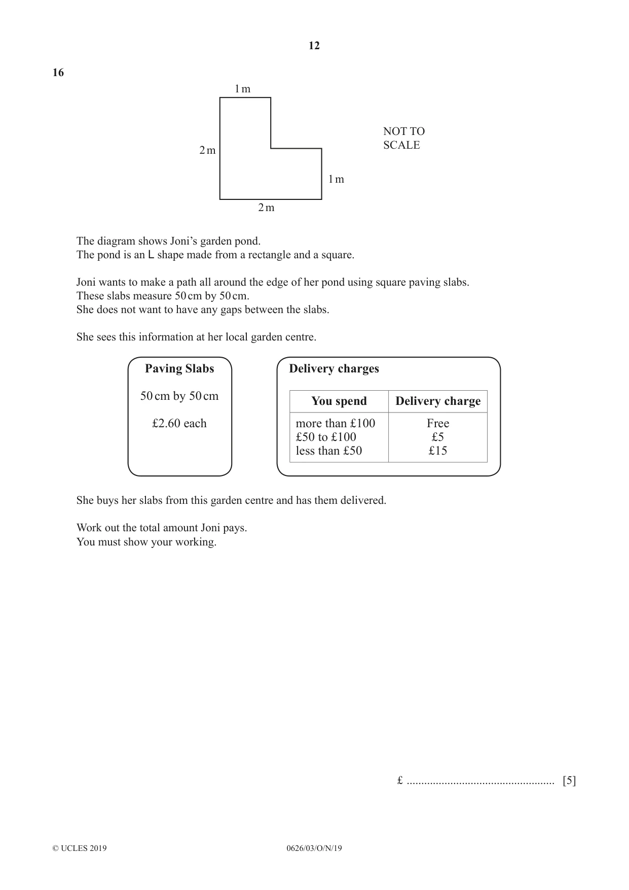 Cambridge IGCSE Mathematics (9-1) (UK only) 0626 2019 Oct/Nov Paper 3 · Variant 1 question paper, page 12 of 20