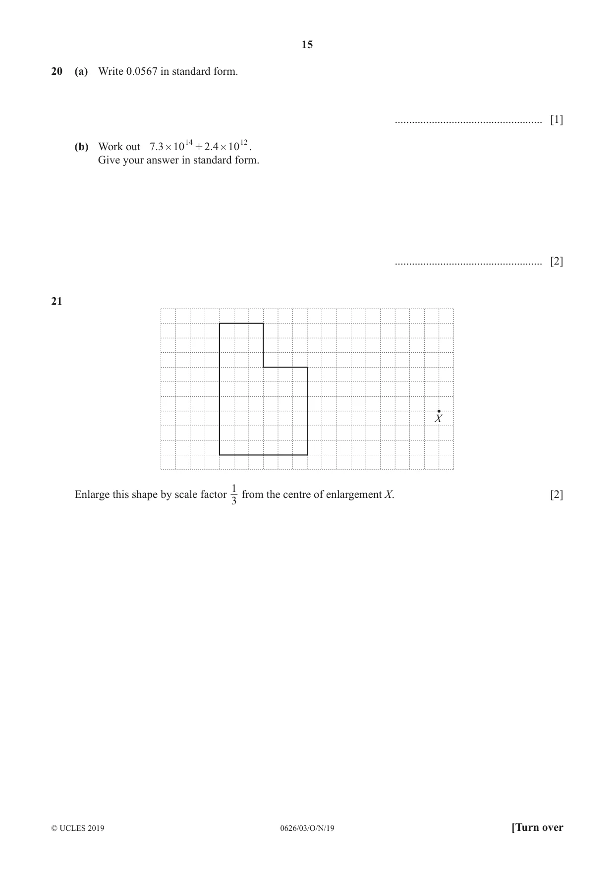 Cambridge IGCSE Mathematics (9-1) (UK only) 0626 2019 Oct/Nov Paper 3 · Variant 1 question paper, page 15 of 20