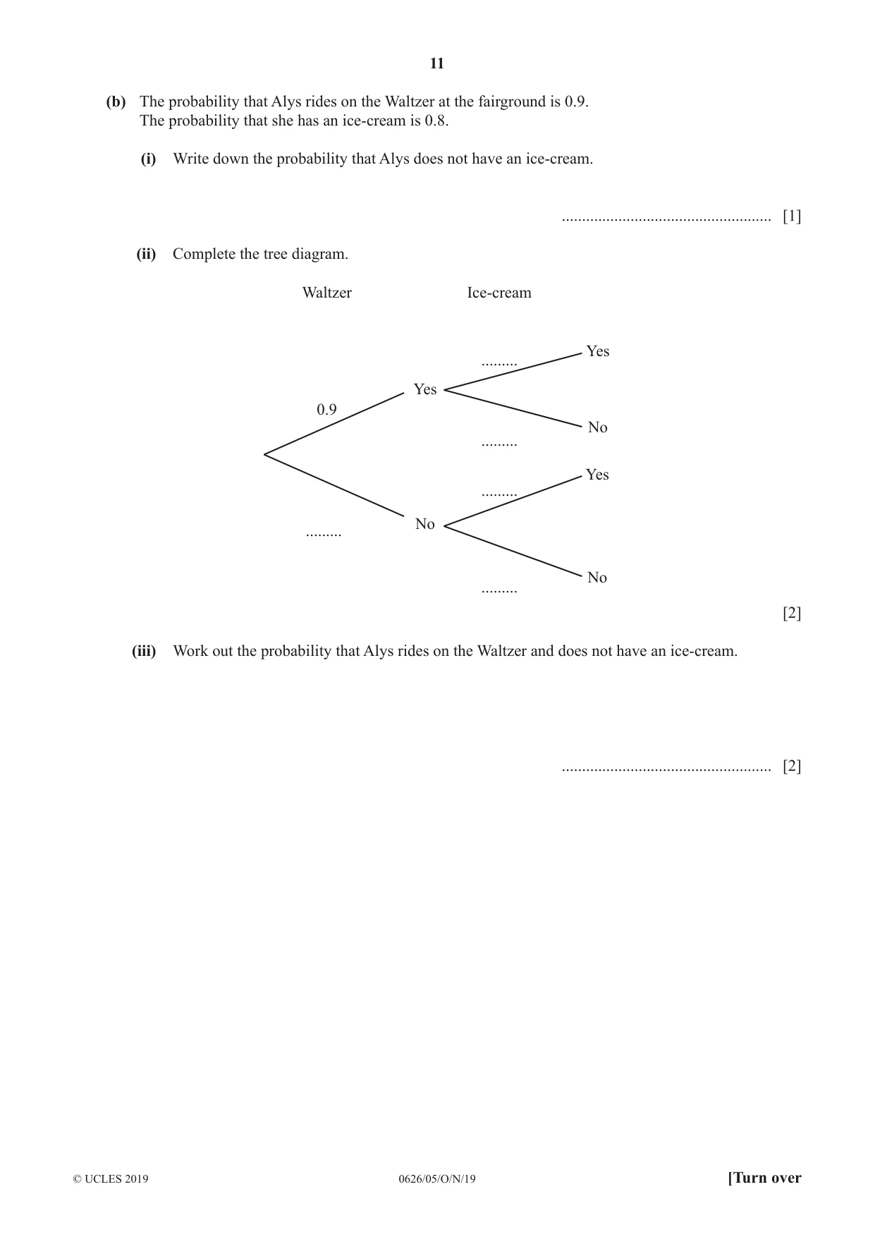 Cambridge IGCSE Mathematics (9-1) (UK only) 0626 2019 Oct/Nov Paper 5 · Variant 1 question paper, page 11 of 20