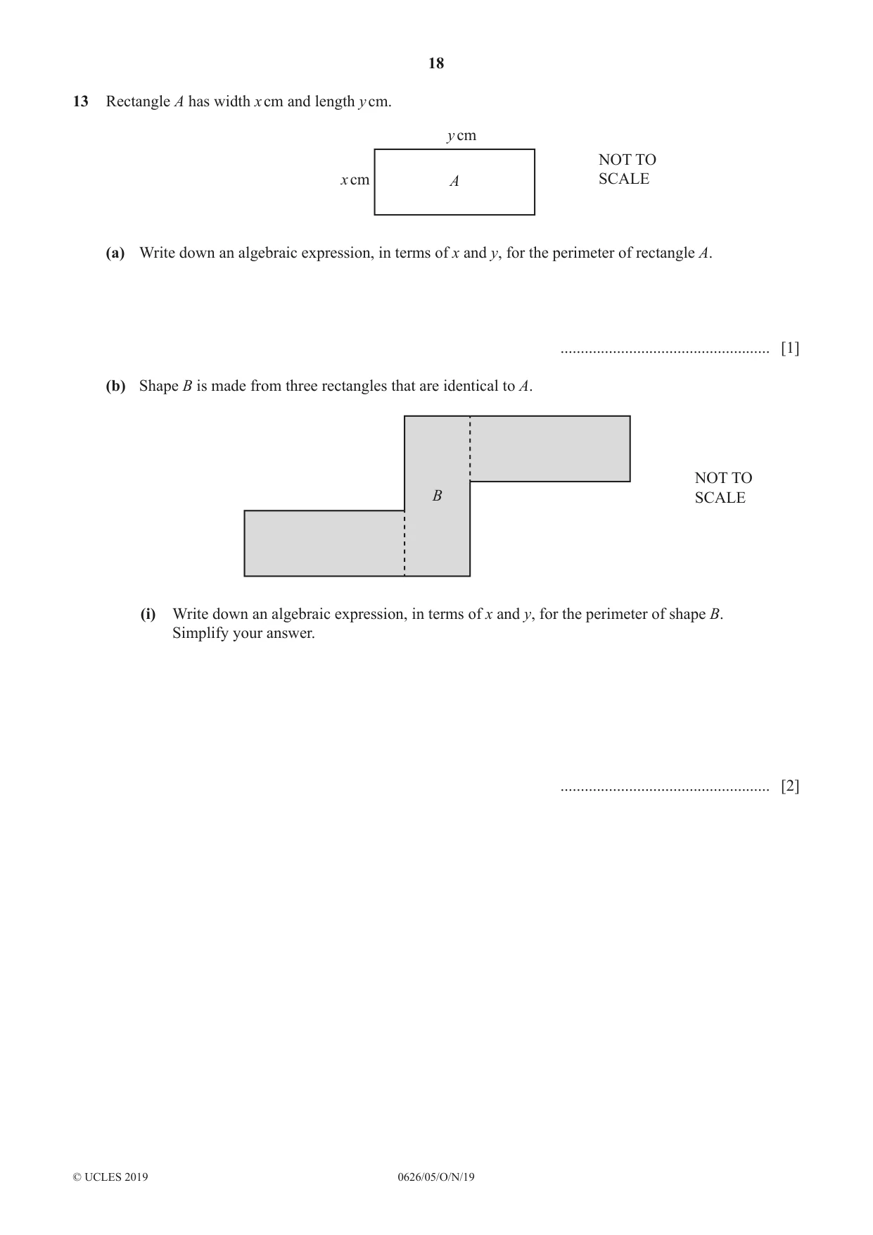 Cambridge IGCSE Mathematics (9-1) (UK only) 0626 2019 Oct/Nov Paper 5 · Variant 1 question paper, page 18 of 20