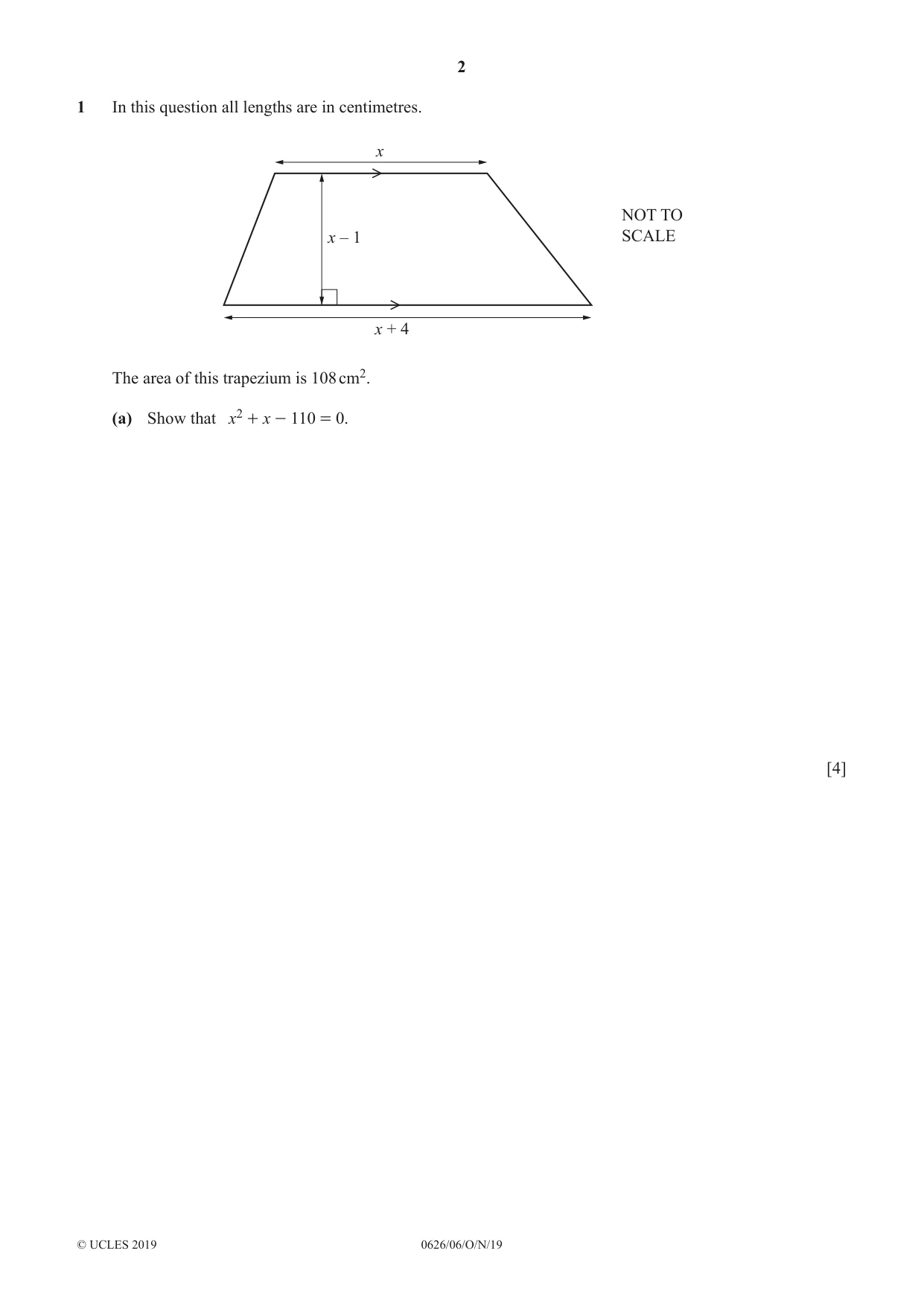 Cambridge IGCSE Mathematics (9-1) (UK only) 0626 2019 Oct/Nov Paper 6 · Variant 1 question paper, page 2 of 20