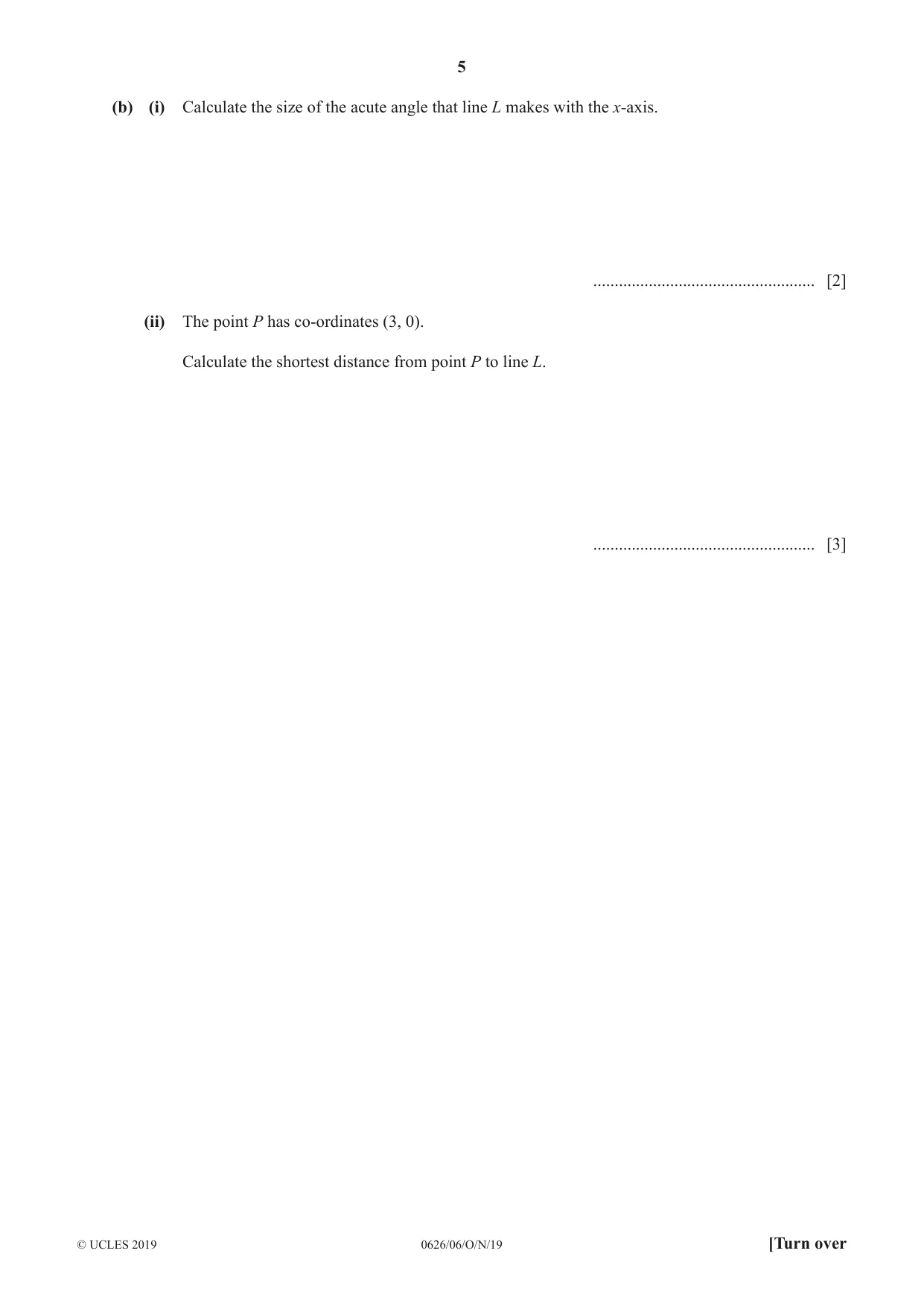 Cambridge IGCSE Mathematics (9-1) (UK only) 0626 2019 Oct/Nov Paper 6 · Variant 1 question paper, page 5 of 20