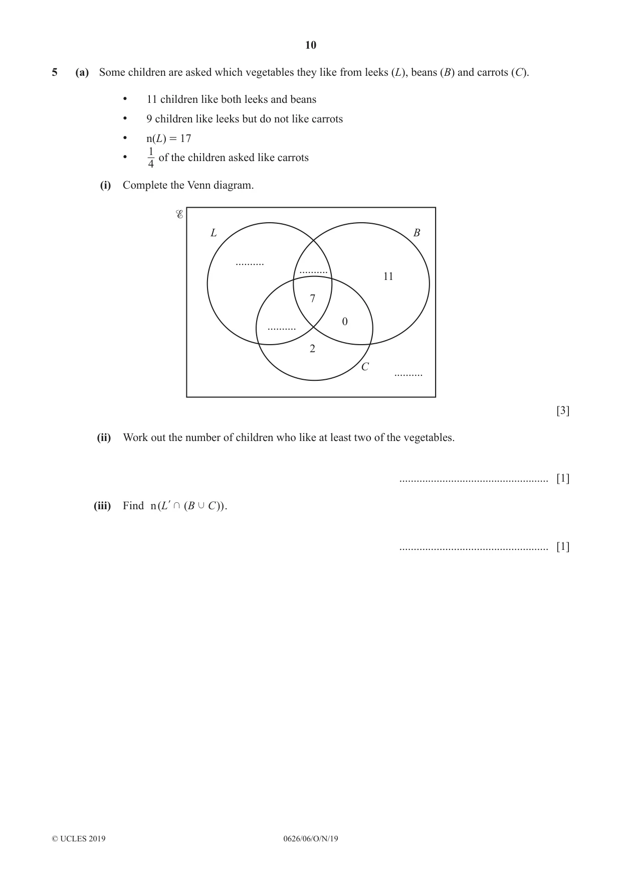 Cambridge IGCSE Mathematics (9-1) (UK only) 0626 2019 Oct/Nov Paper 6 · Variant 1 question paper, page 10 of 20