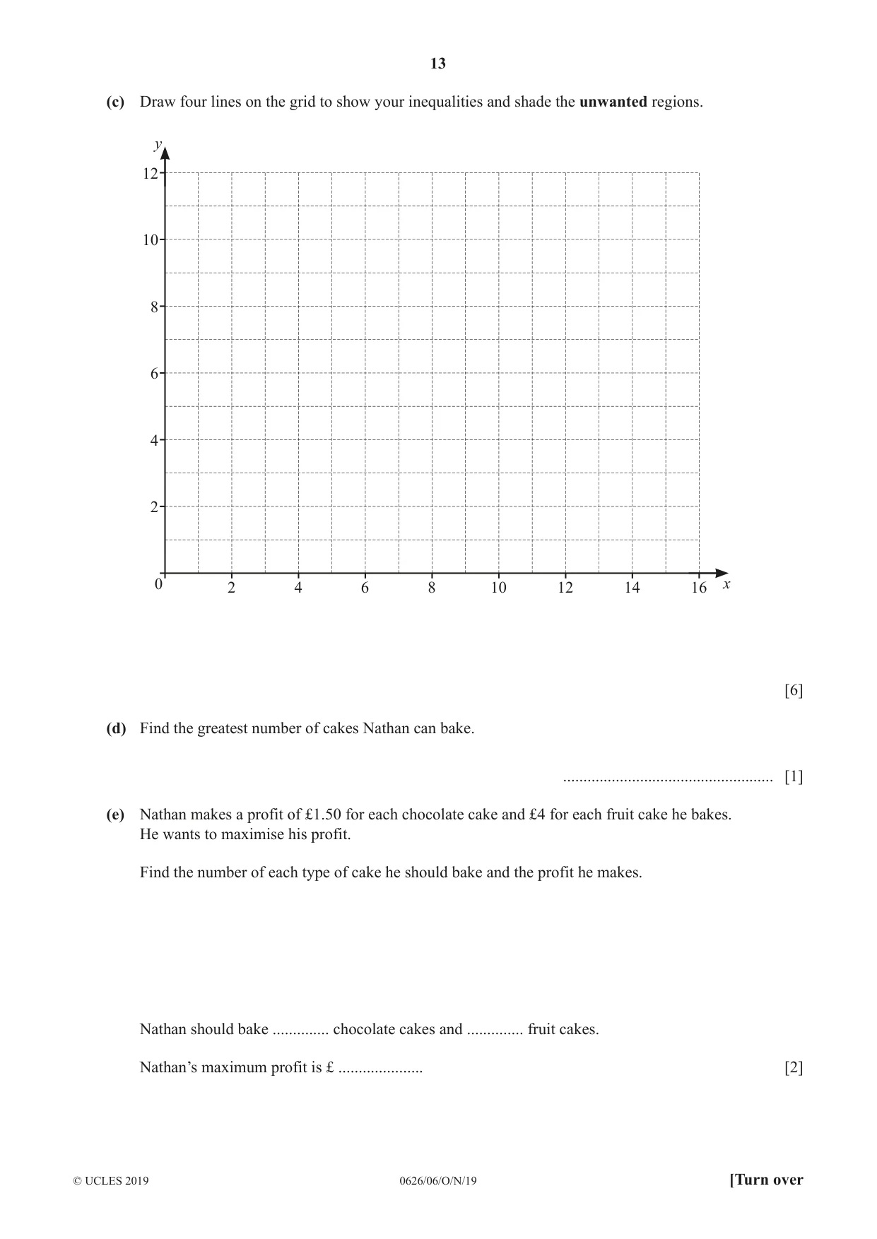 Cambridge IGCSE Mathematics (9-1) (UK only) 0626 2019 Oct/Nov Paper 6 · Variant 1 question paper, page 13 of 20