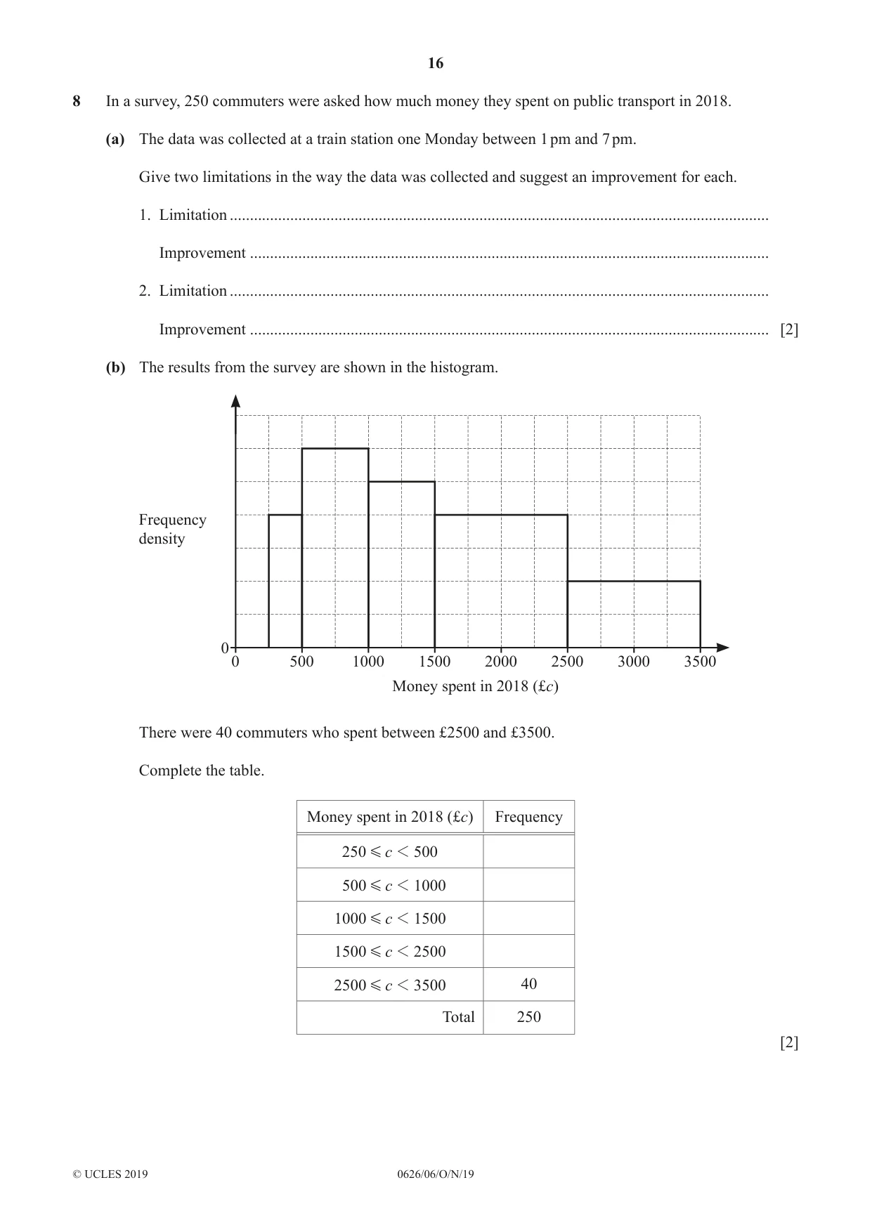 Cambridge IGCSE Mathematics (9-1) (UK only) 0626 2019 Oct/Nov Paper 6 · Variant 1 question paper, page 16 of 20