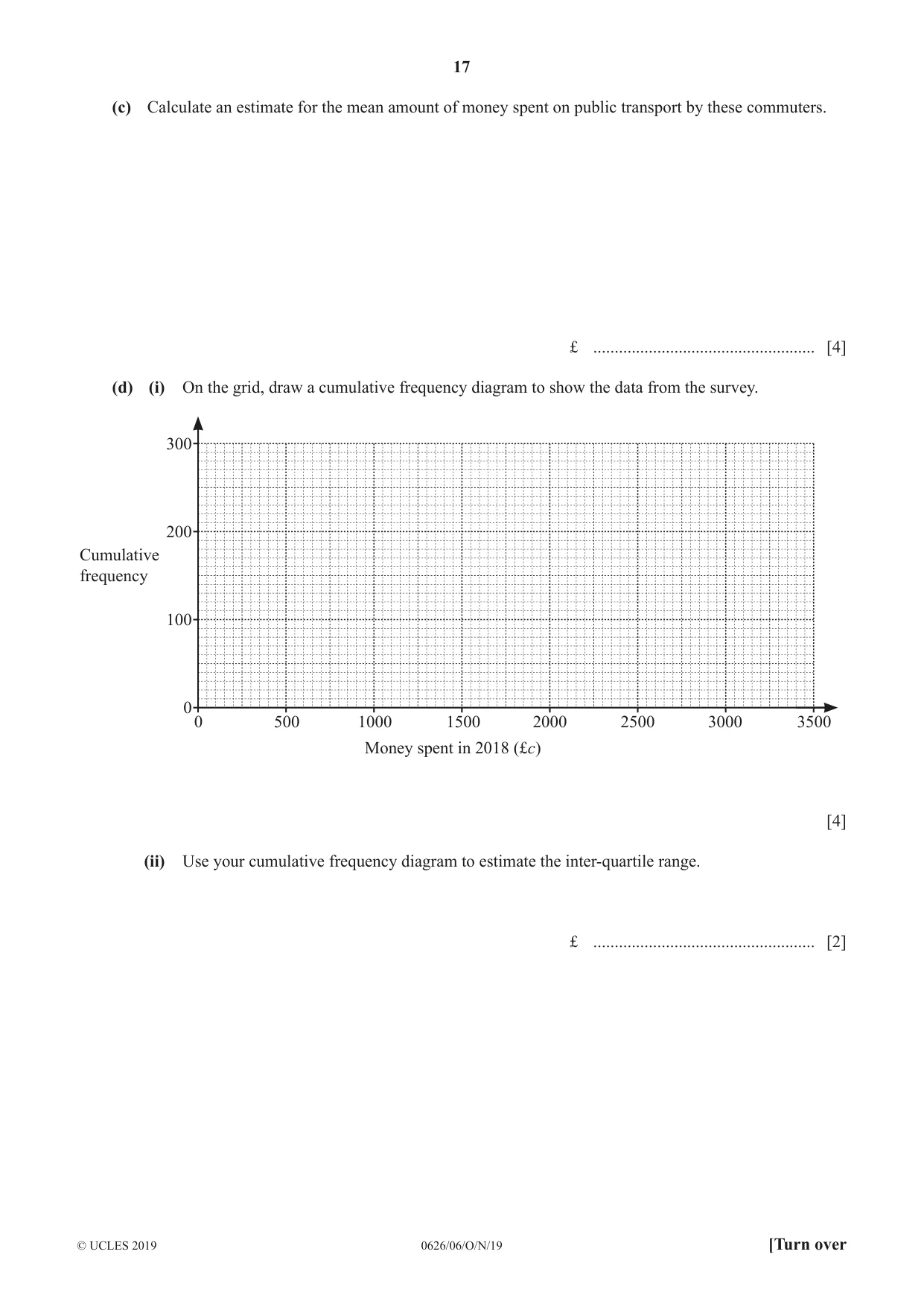 Cambridge IGCSE Mathematics (9-1) (UK only) 0626 2019 Oct/Nov Paper 6 · Variant 1 question paper, page 17 of 20