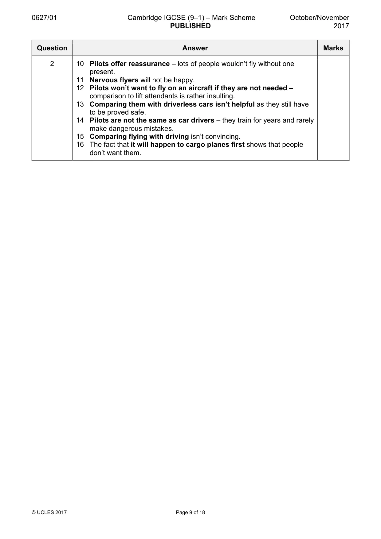 Mark scheme, page 9 of 18