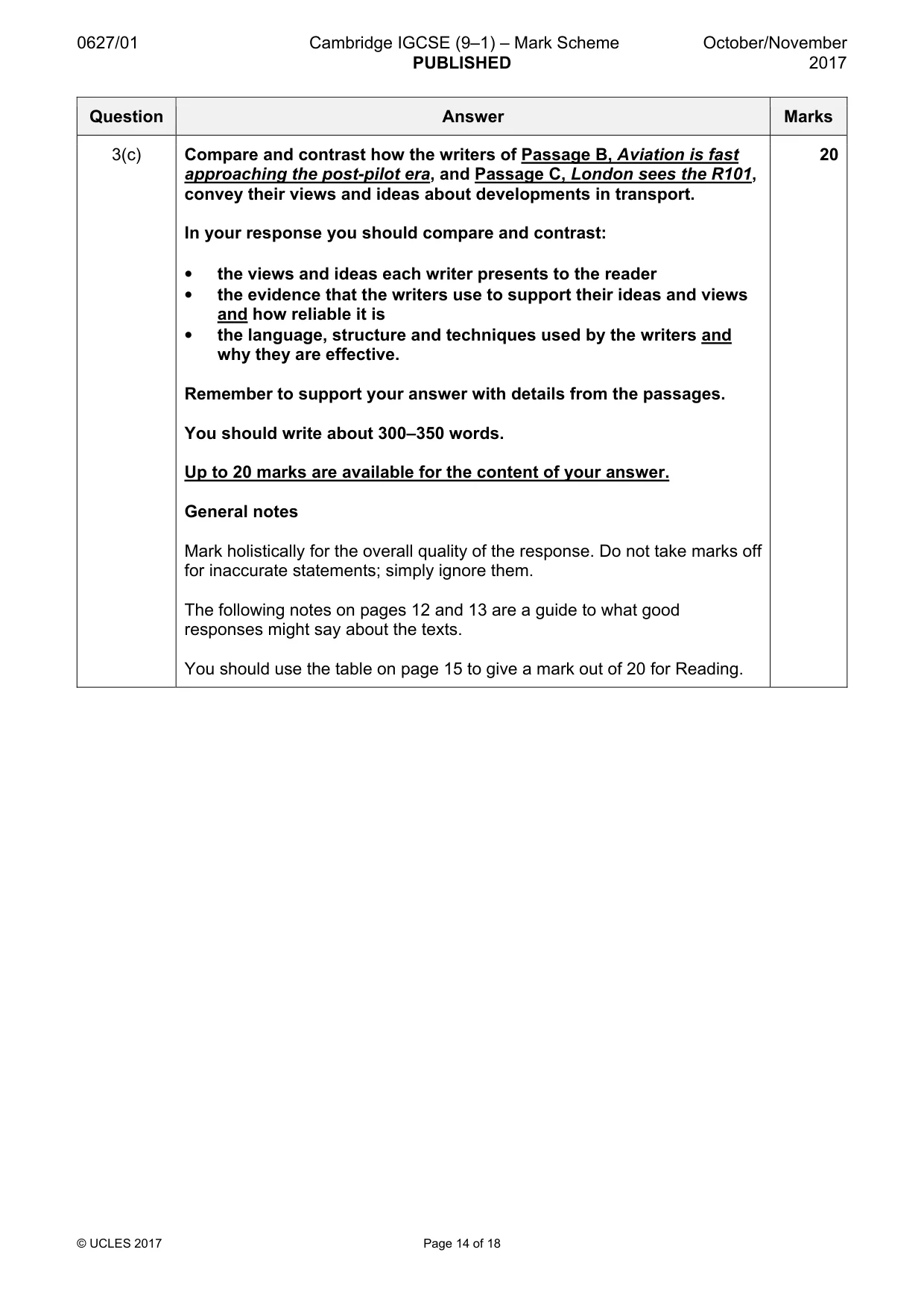 Mark scheme, page 14 of 18