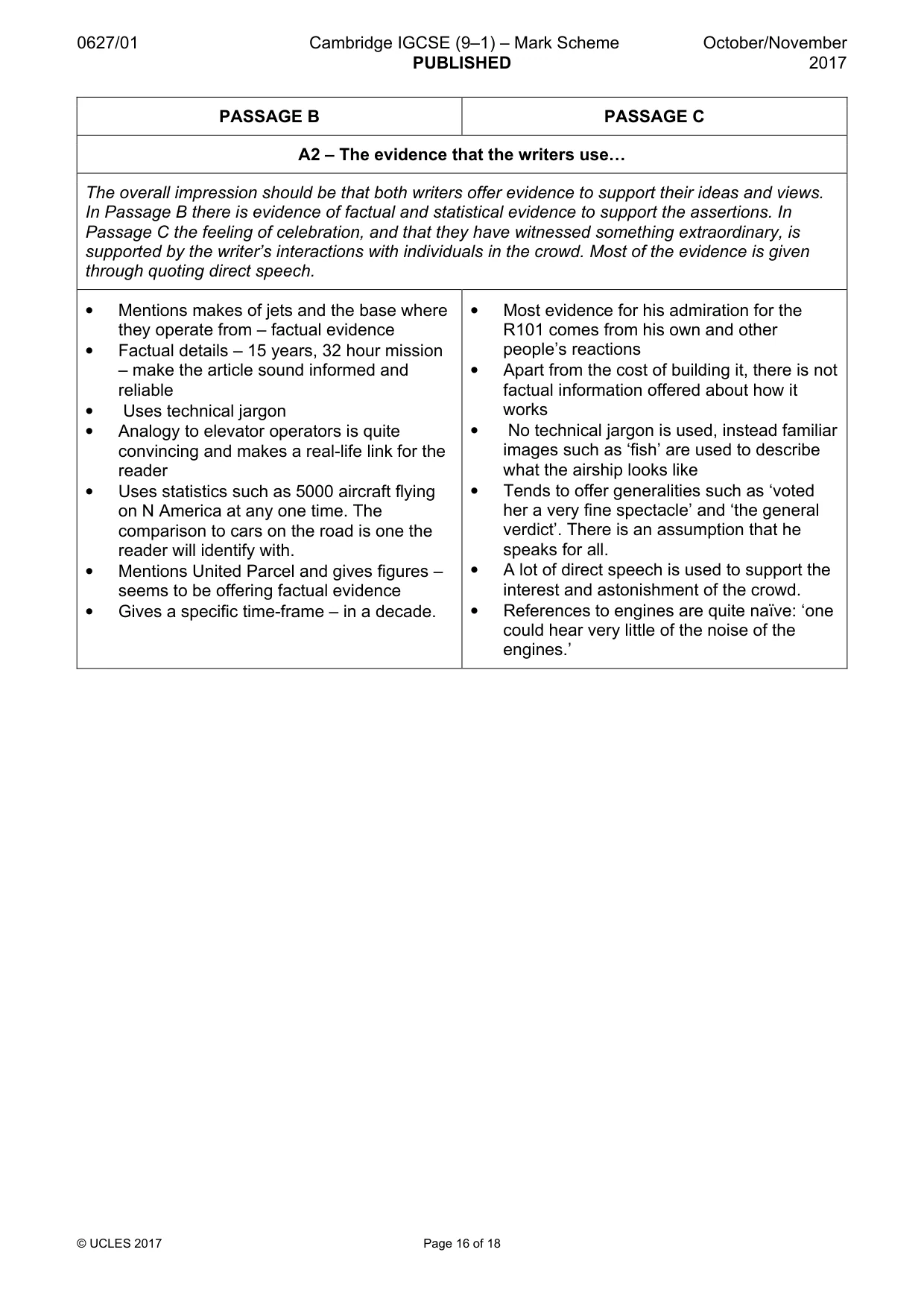Mark scheme, page 16 of 18