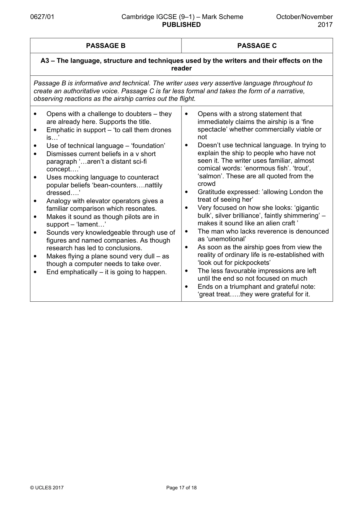Mark scheme, page 17 of 18