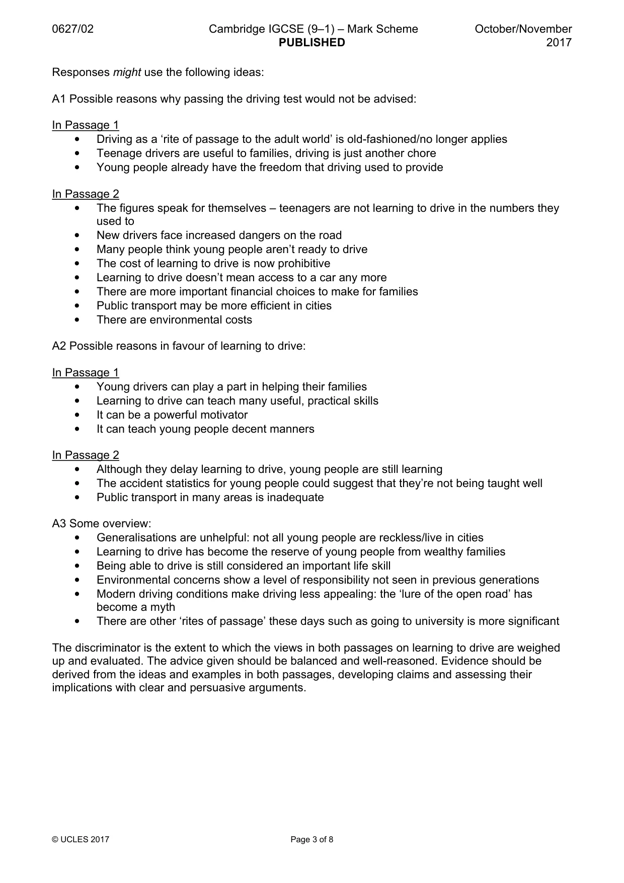 Mark scheme, page 3 of 8
