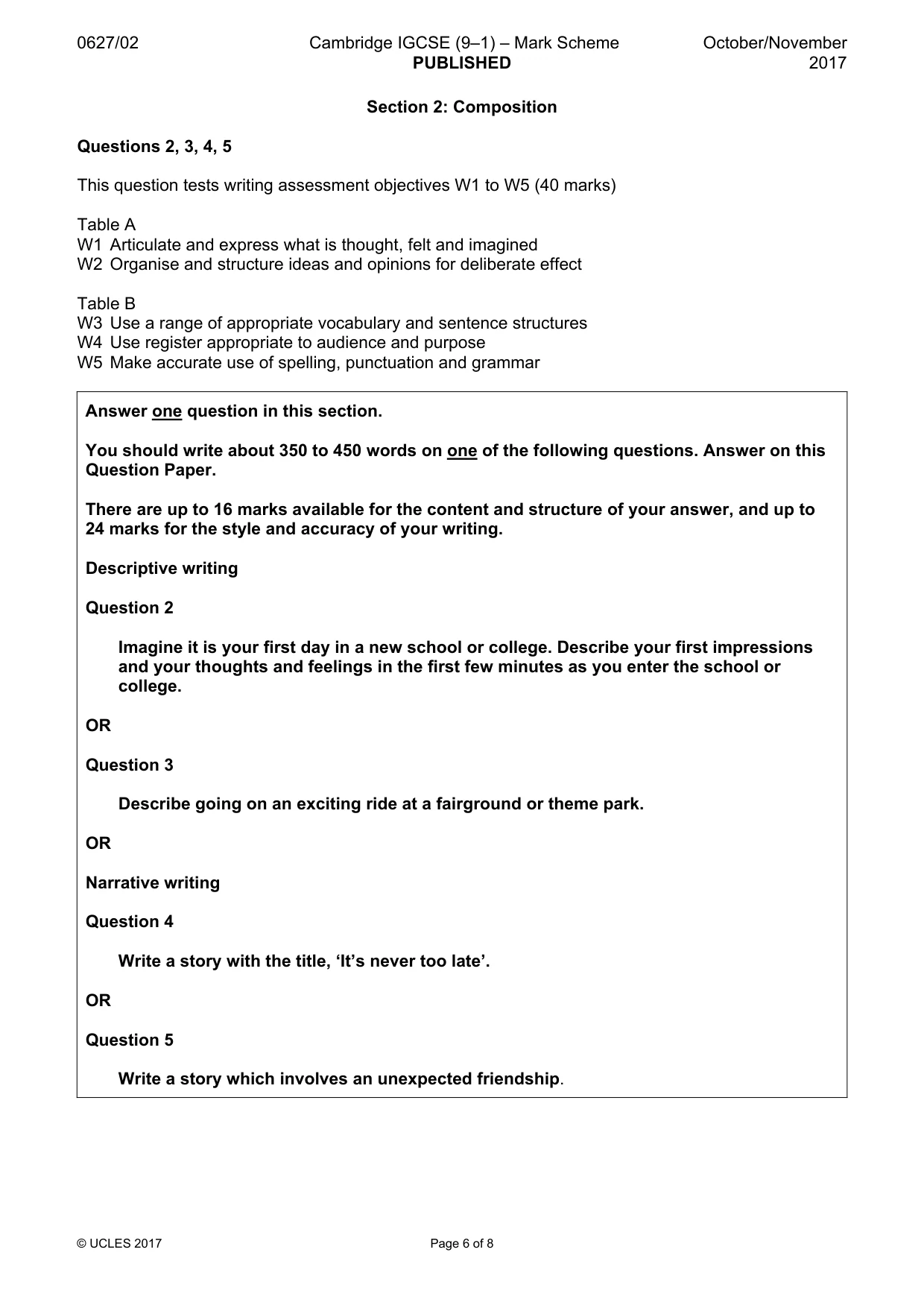 Mark scheme, page 6 of 8