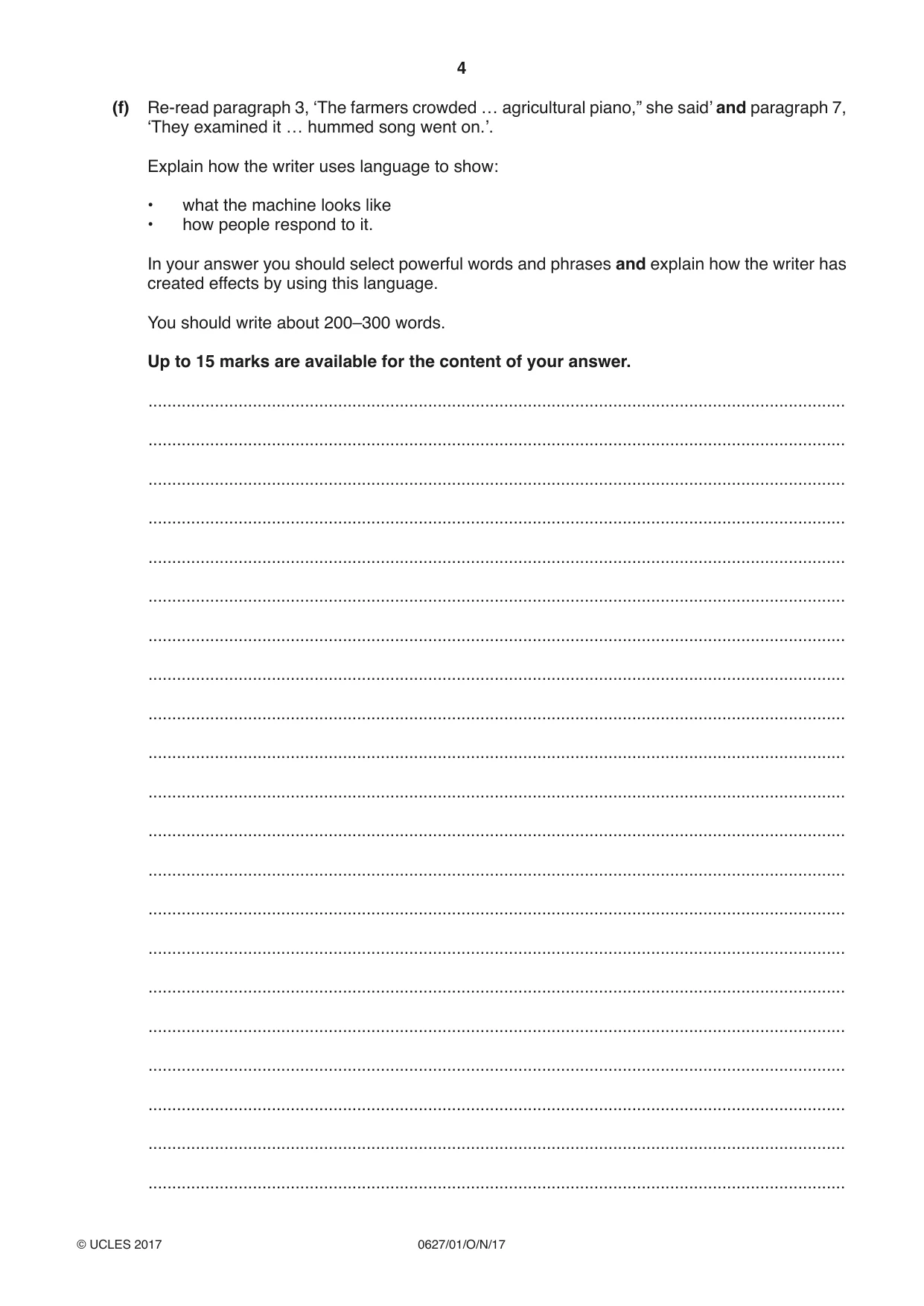 Cambridge IGCSE English - First Language (9-1) (UK only) 0627 2017 Oct/Nov Paper 1 · Variant 1 question paper, page 4 of 12
