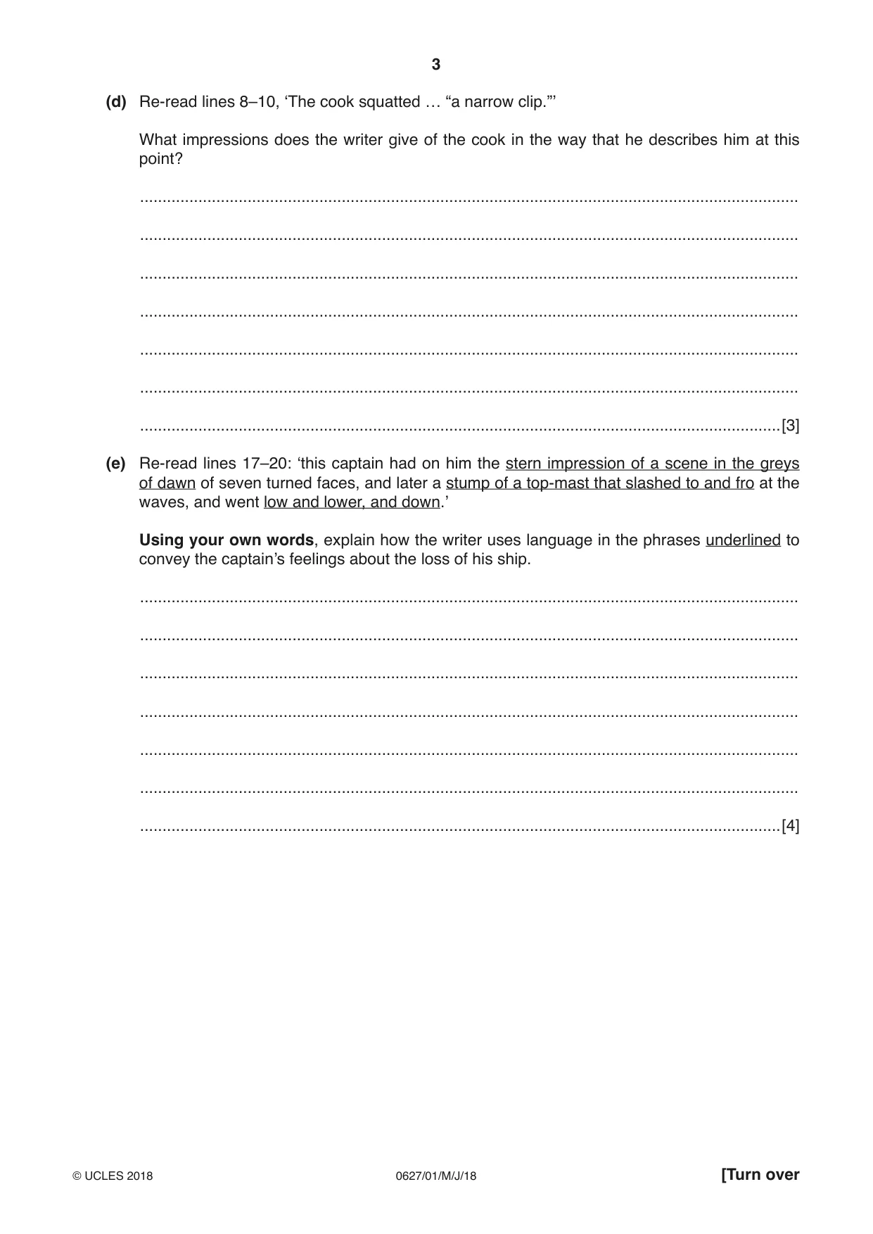 Cambridge IGCSE English - First Language (9-1) (UK only) 0627 2018 May/June Paper 1 · Variant 0 question paper, page 3 of 16