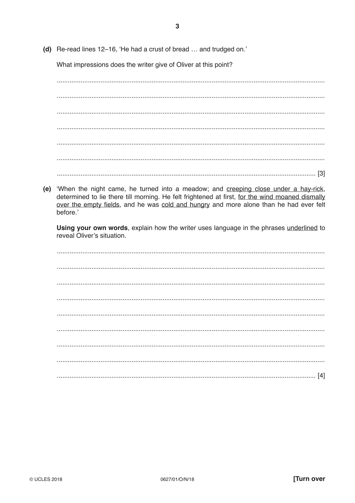 Cambridge IGCSE English - First Language (9-1) (UK only) 0627 2018 Oct/Nov Paper 1 · Variant 0 question paper, page 3 of 12