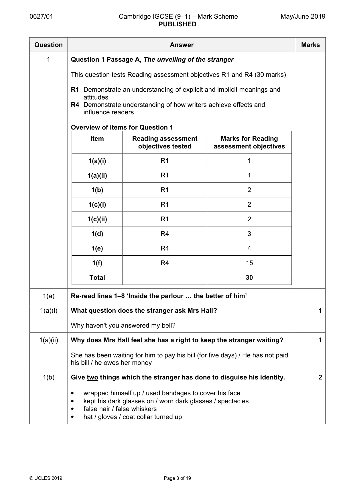 Mark scheme, page 3 of 19