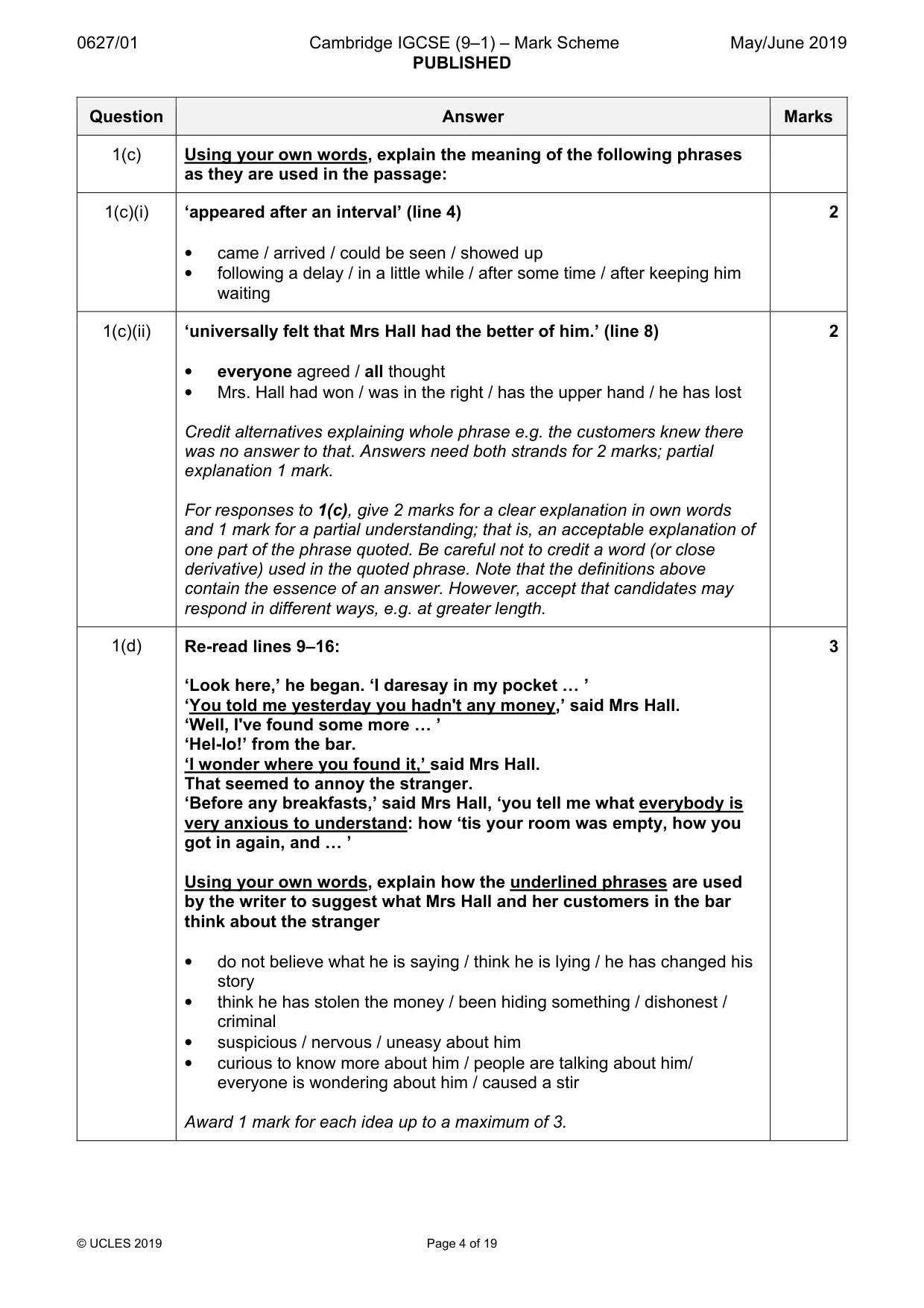 Mark scheme, page 4 of 19