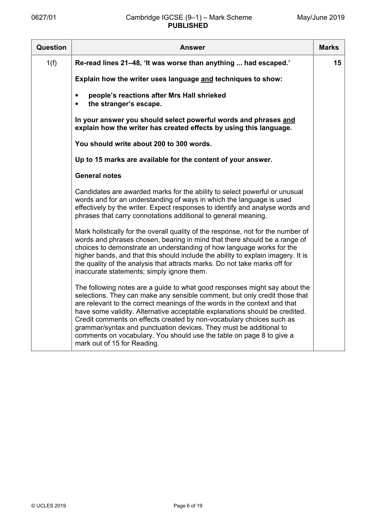 Mark scheme, page 6 of 19