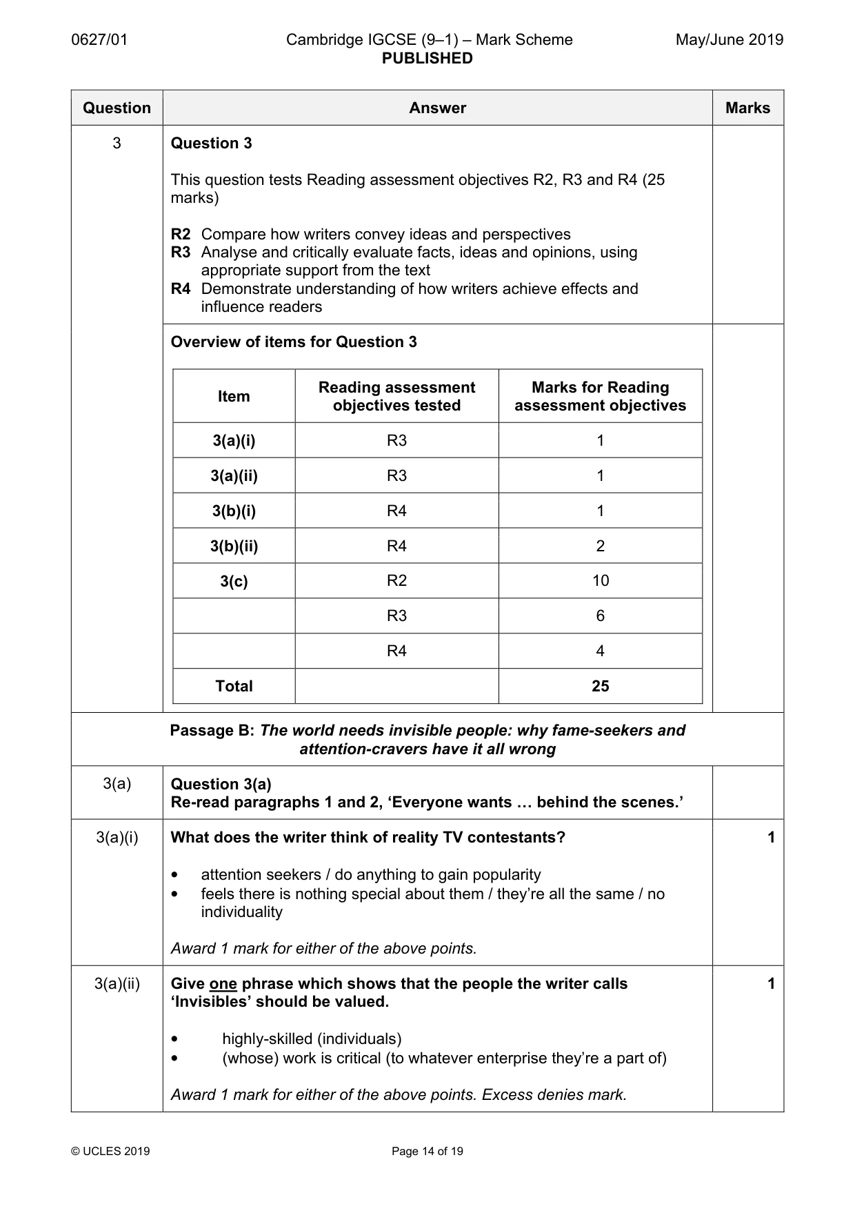 Mark scheme, page 14 of 19