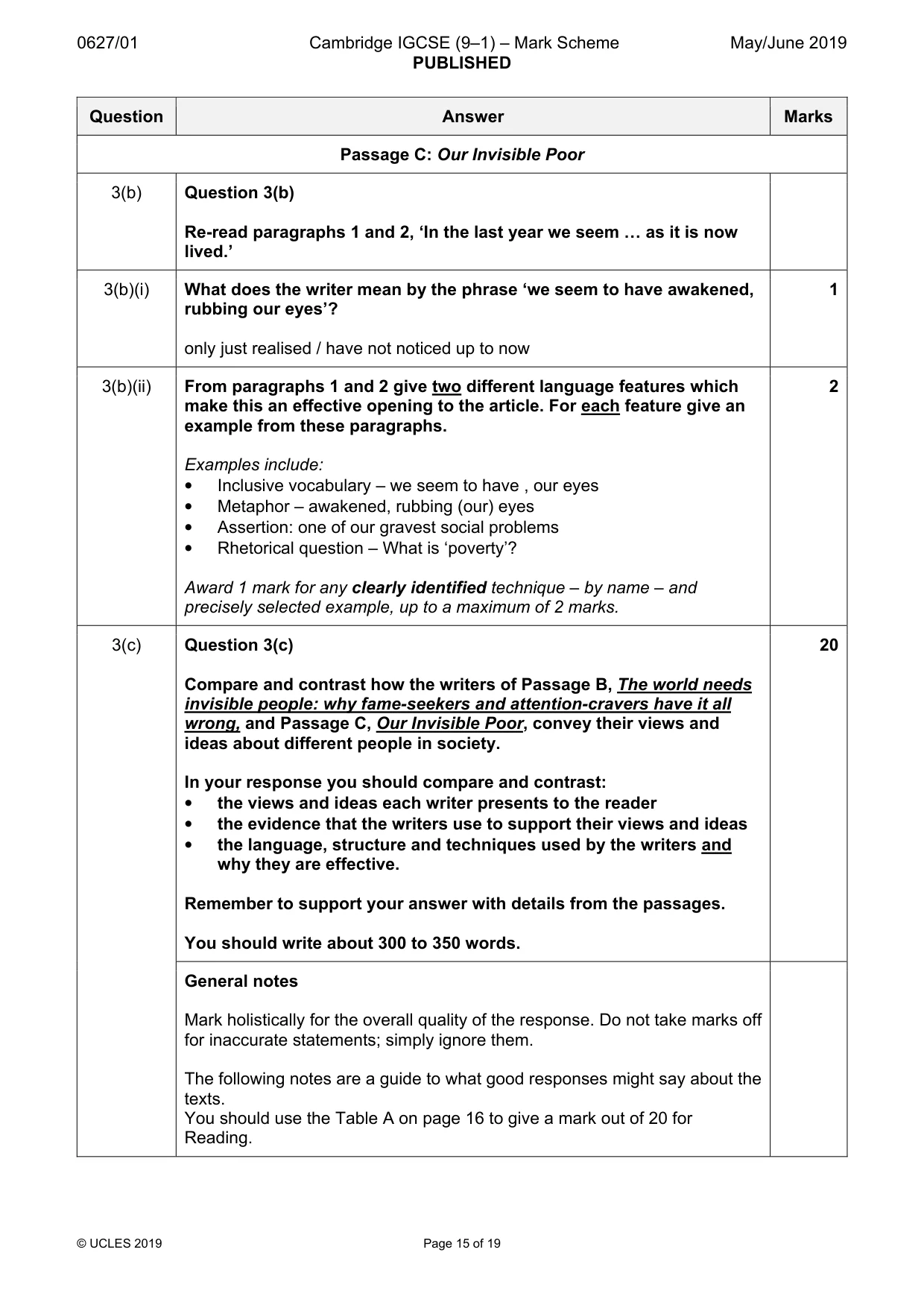 Mark scheme, page 15 of 19