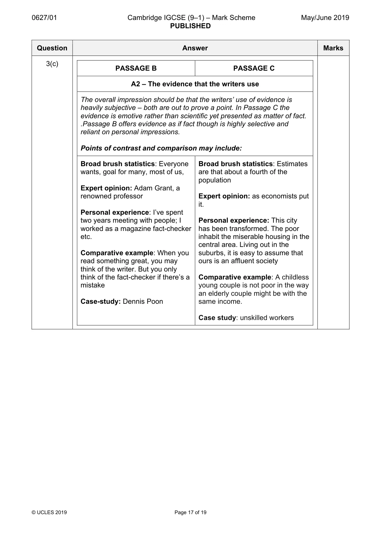 Mark scheme, page 17 of 19