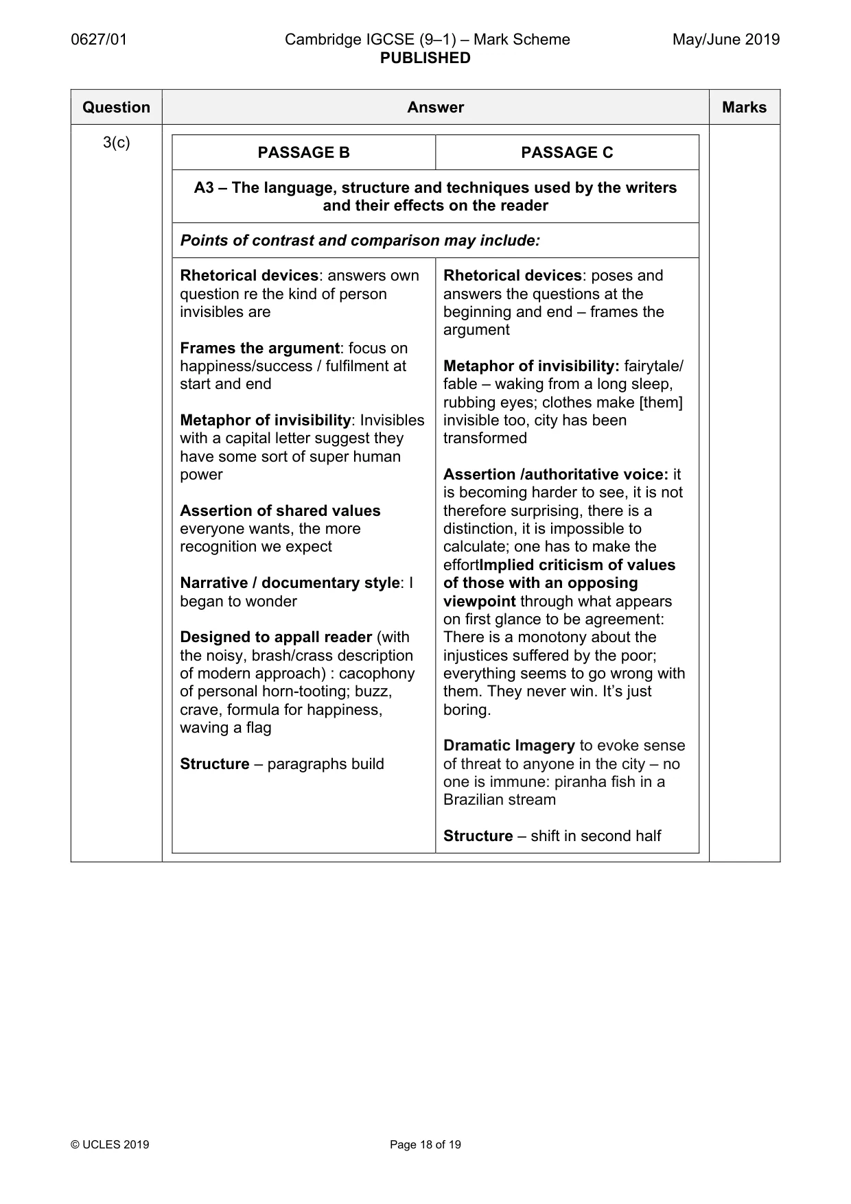 Mark scheme, page 18 of 19