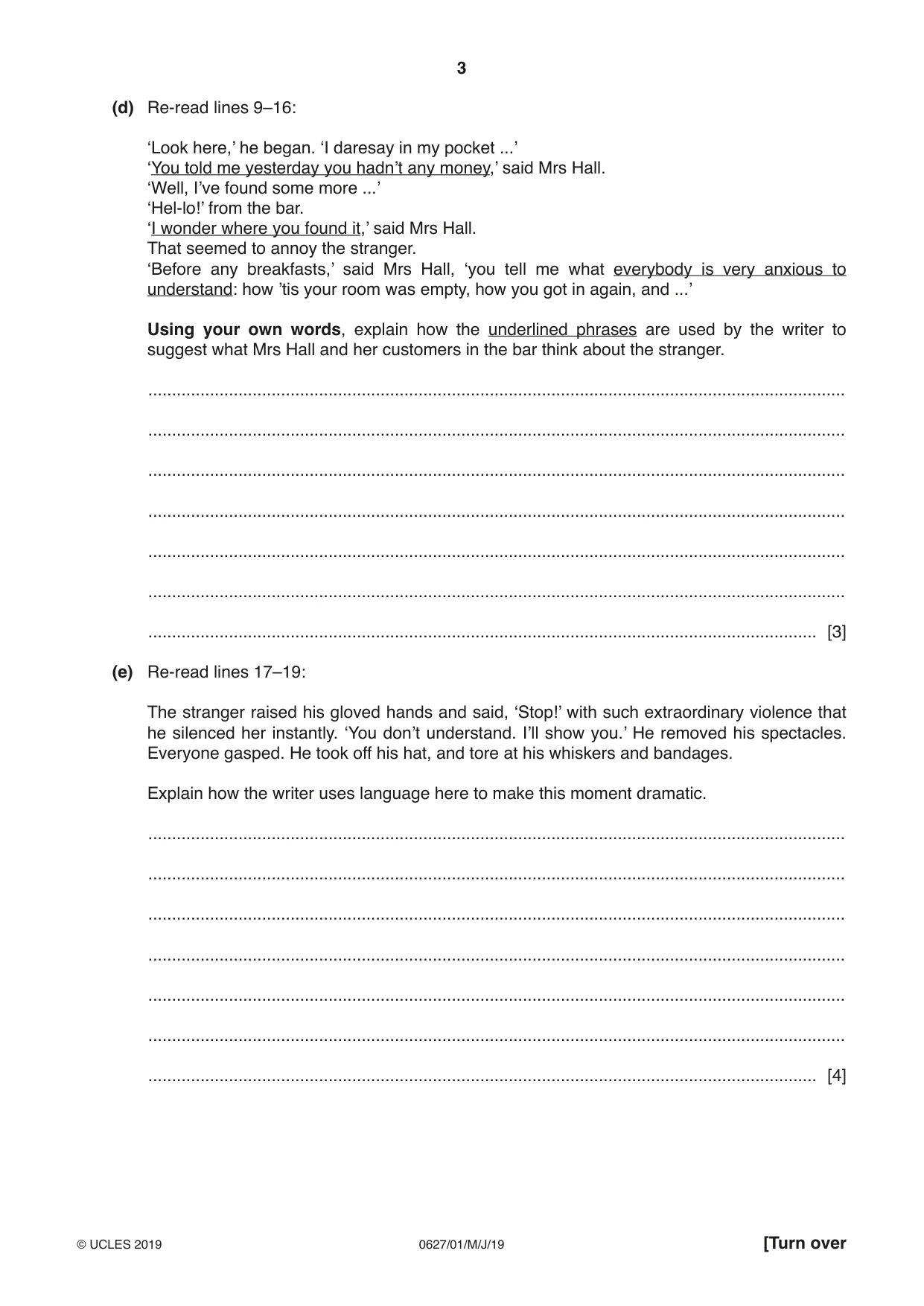 Cambridge IGCSE English - First Language (9-1) (UK only) 0627 2019 May/June Paper 1 · Variant 1 question paper, page 3 of 16