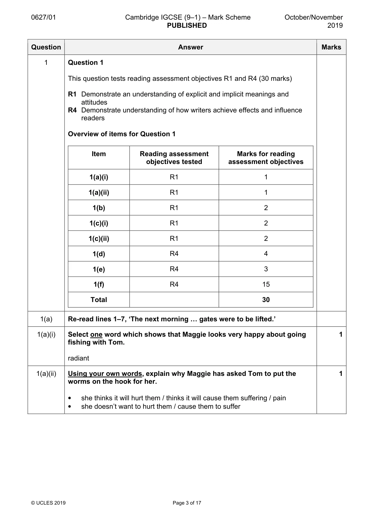 Mark scheme, page 3 of 17