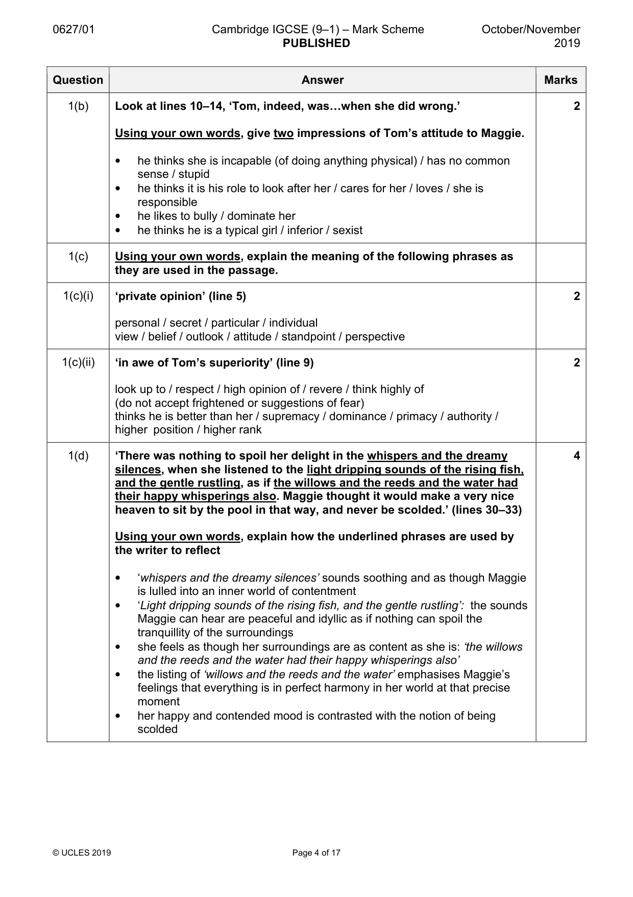 Mark scheme, page 4 of 17