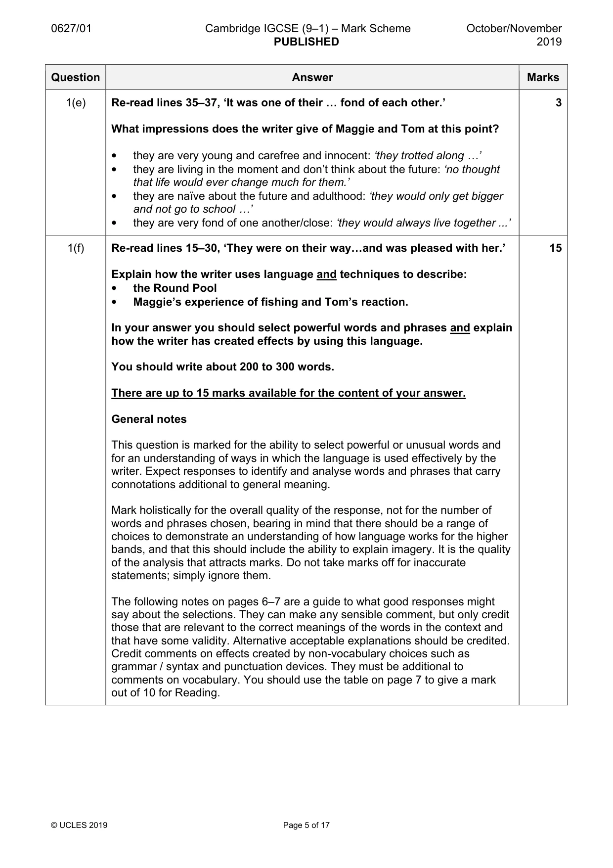 Mark scheme, page 5 of 17