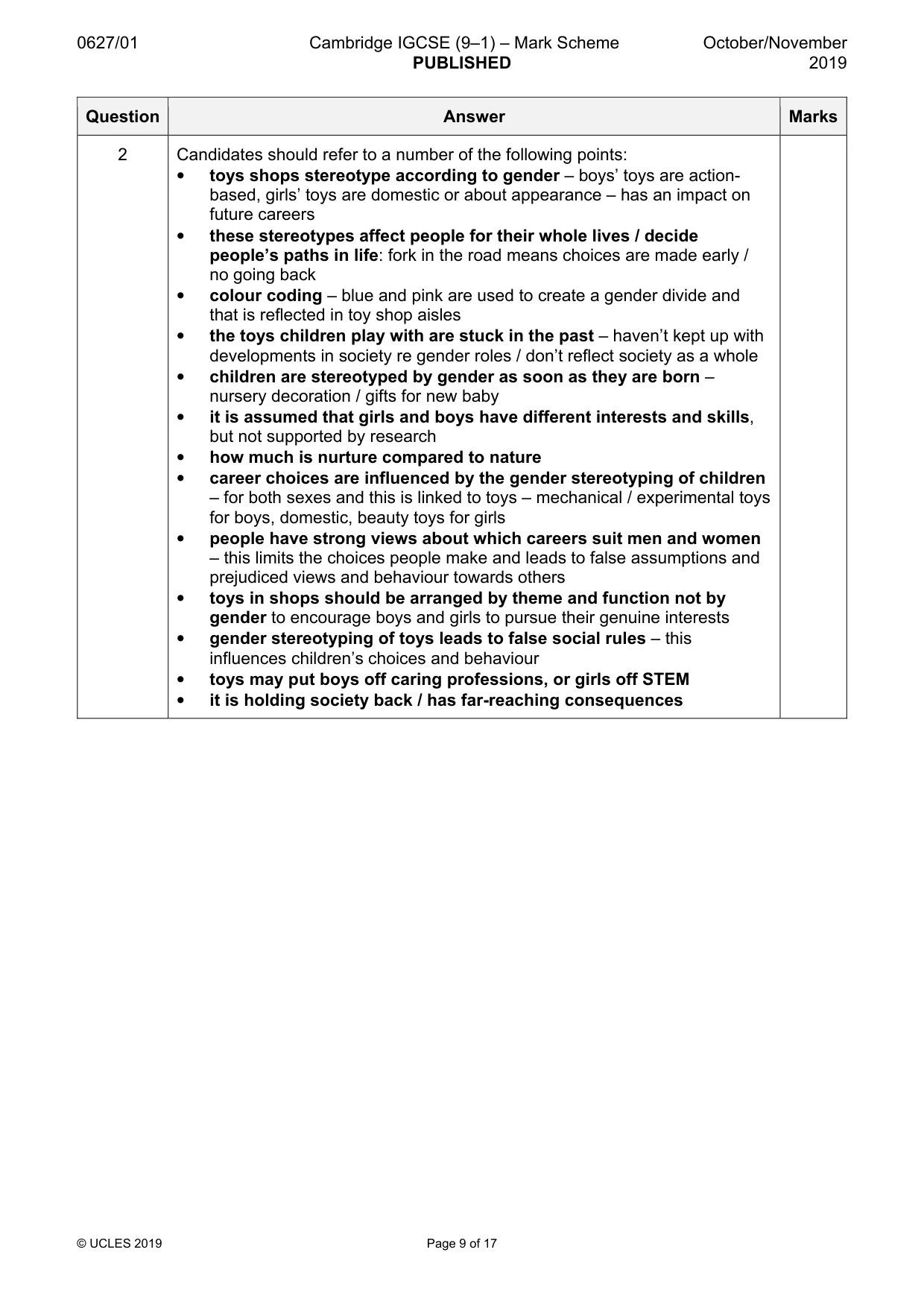 Mark scheme, page 9 of 17