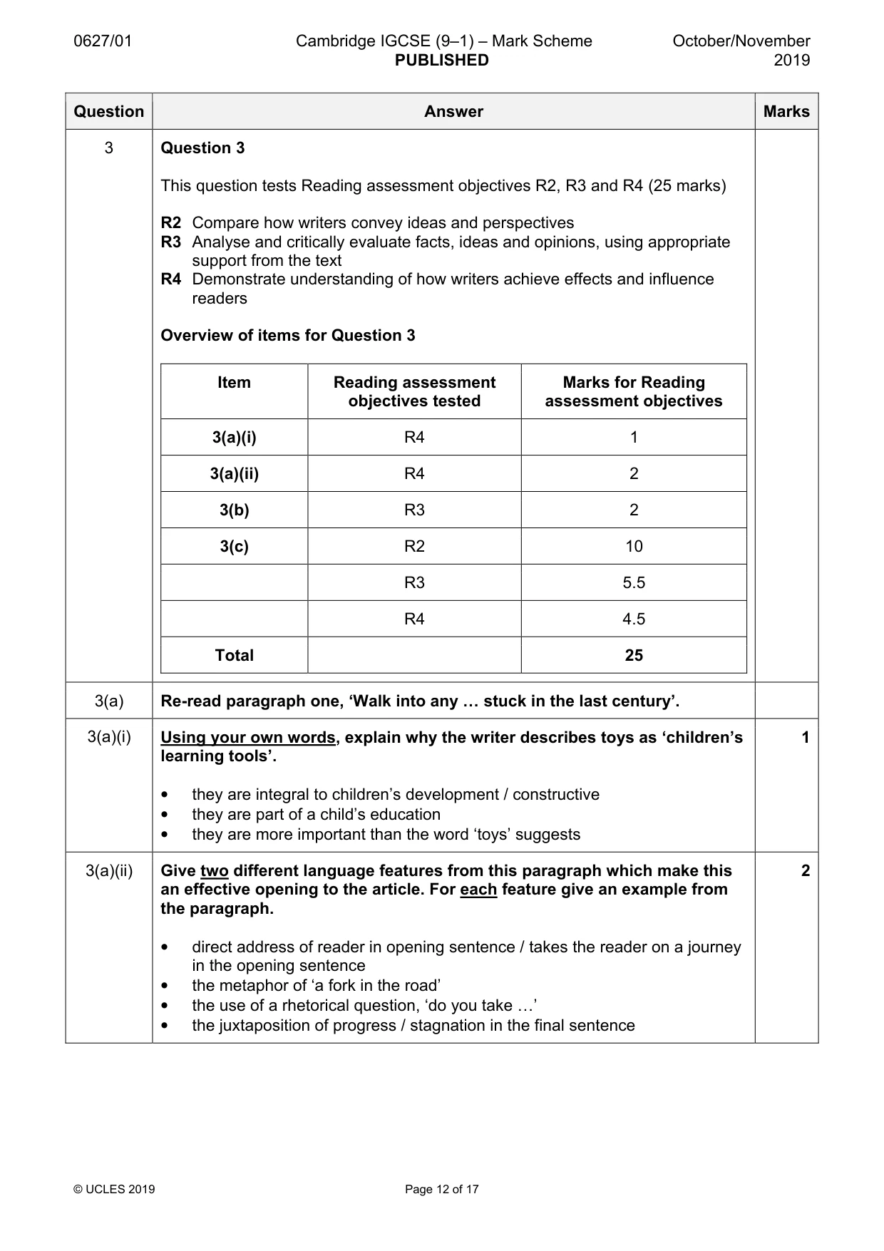 Mark scheme, page 12 of 17