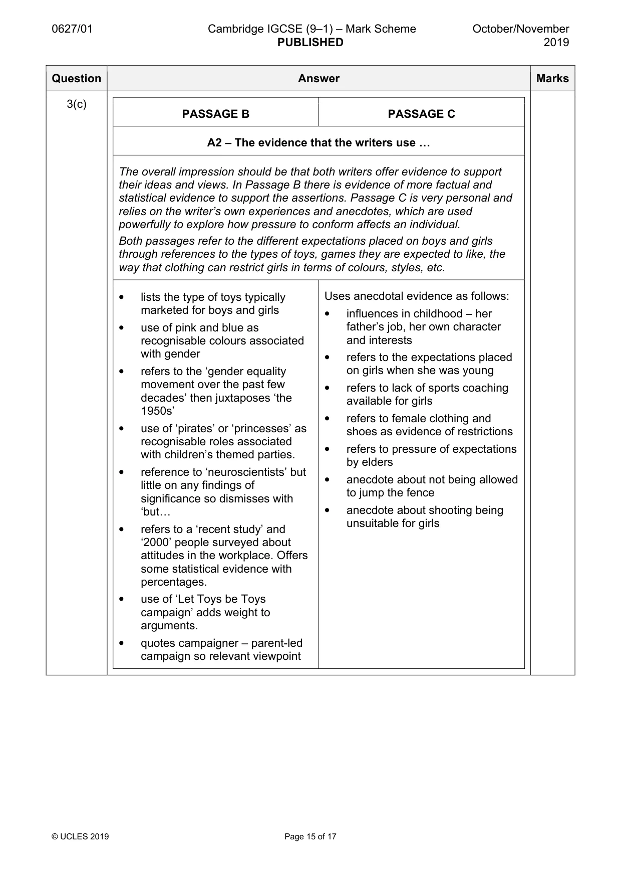 Mark scheme, page 15 of 17