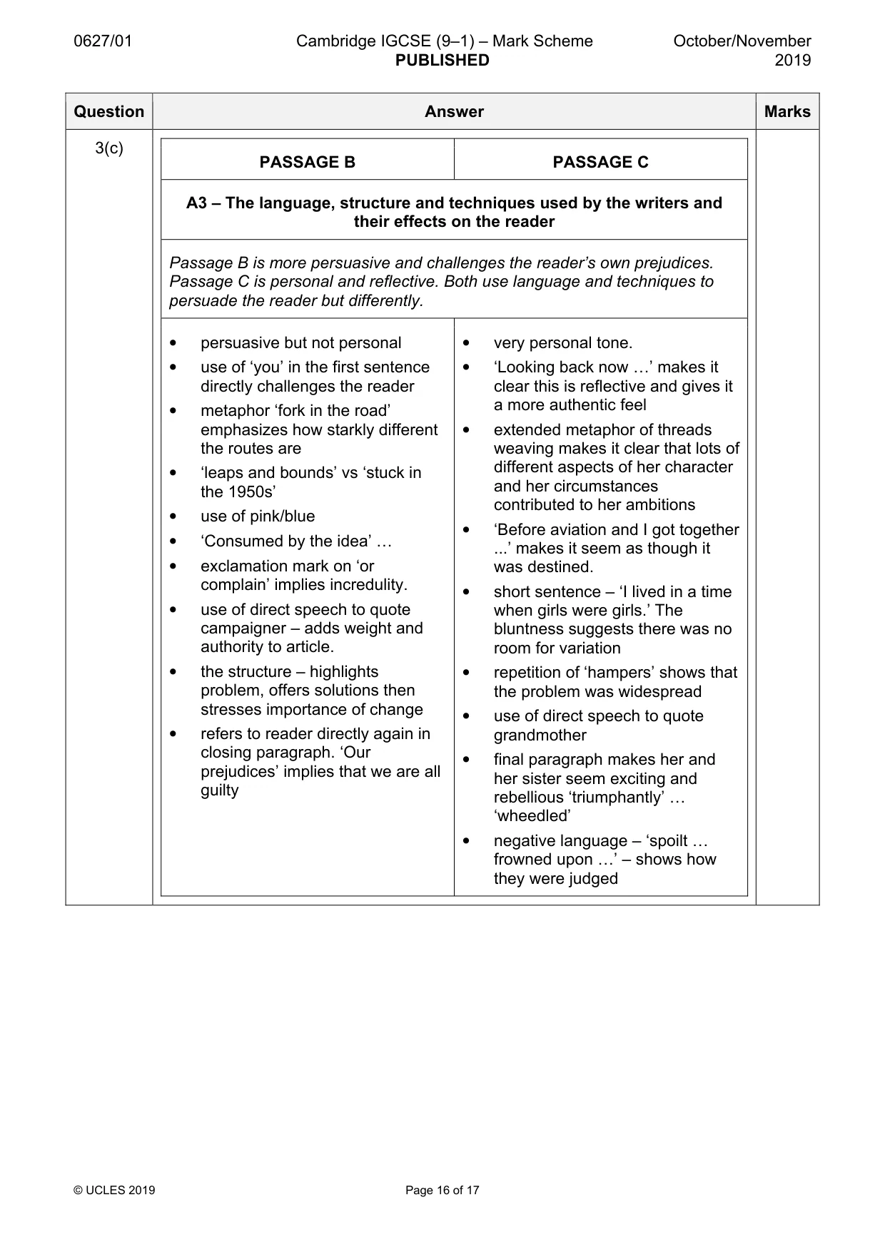 Mark scheme, page 16 of 17