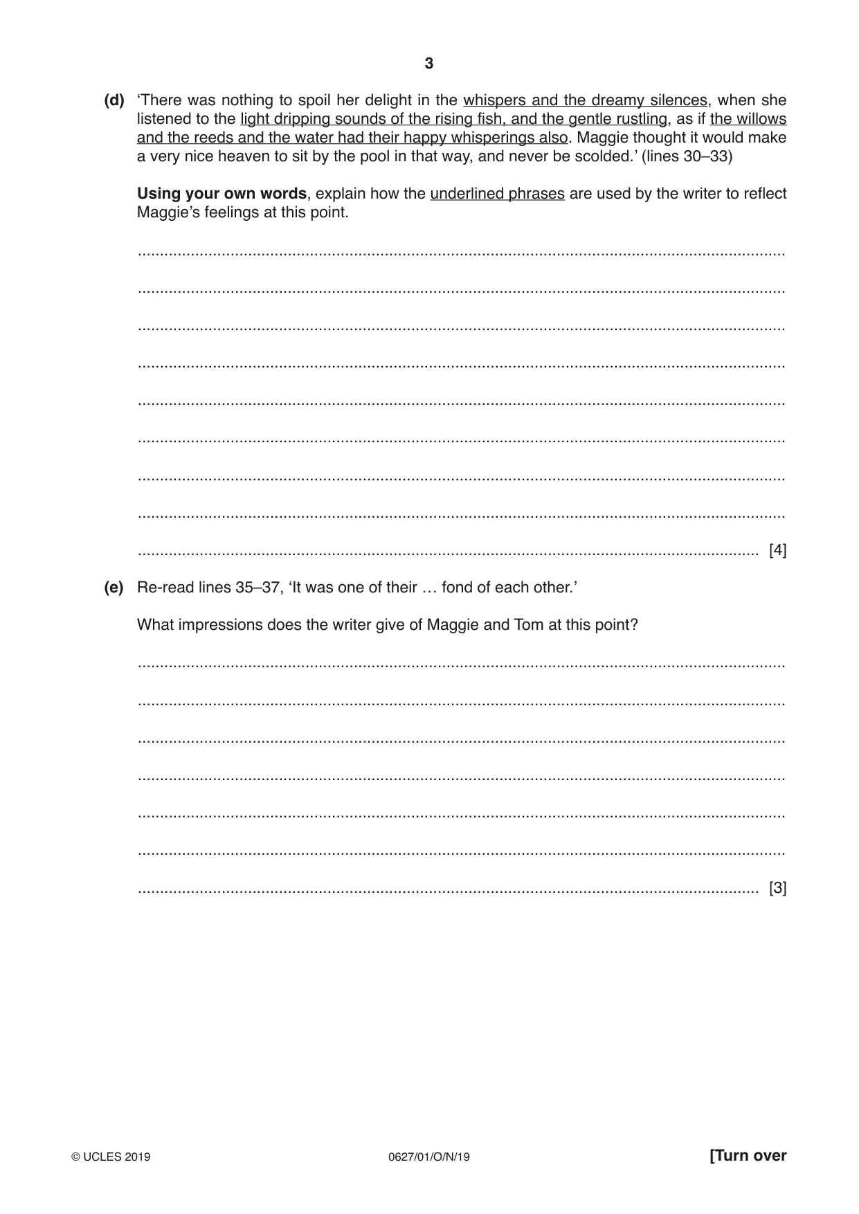 Cambridge IGCSE English - First Language (9-1) (UK only) 0627 2019 Oct/Nov Paper 1 · Variant 1 question paper, page 3 of 12