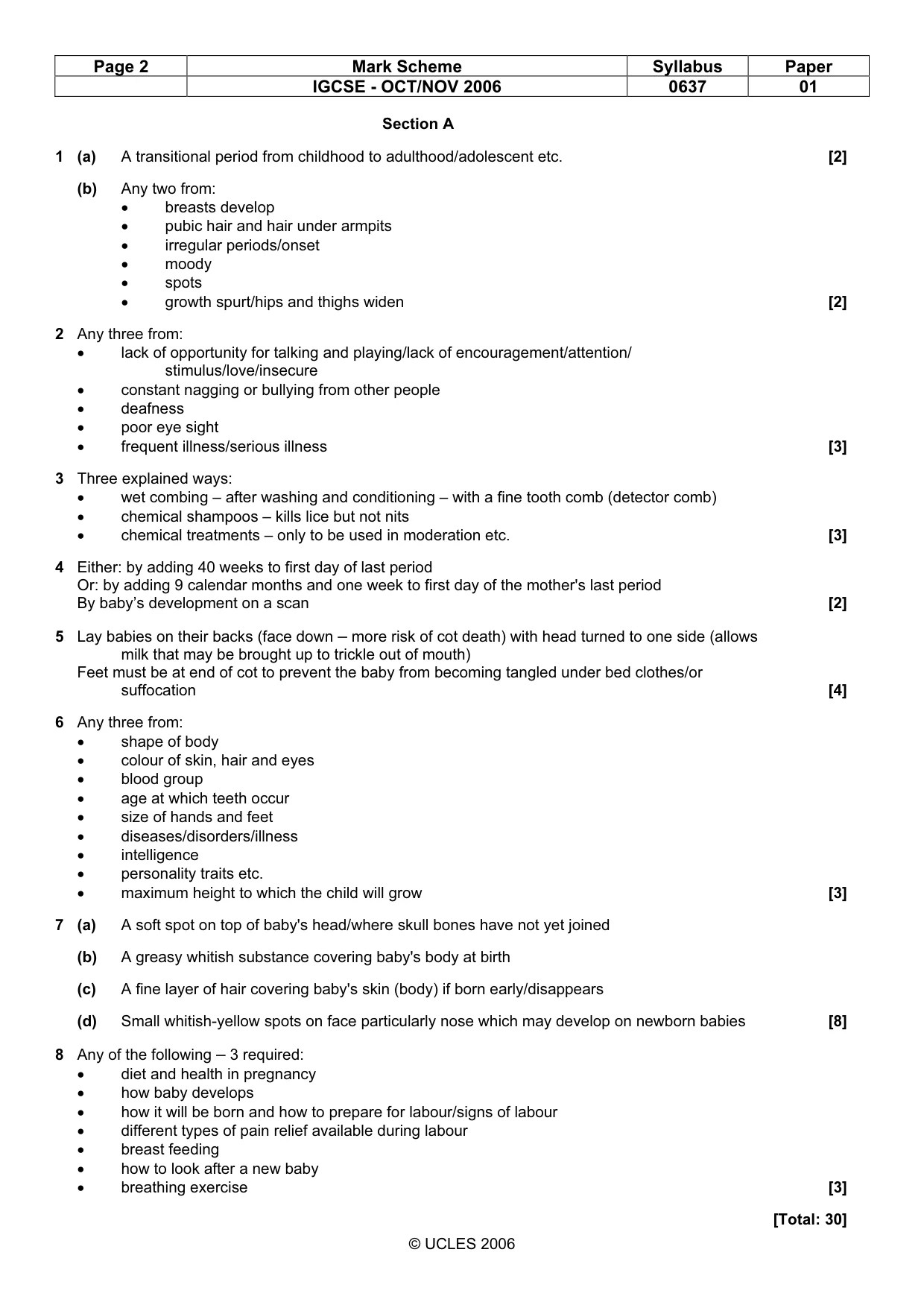 Mark scheme, page 2 of 8