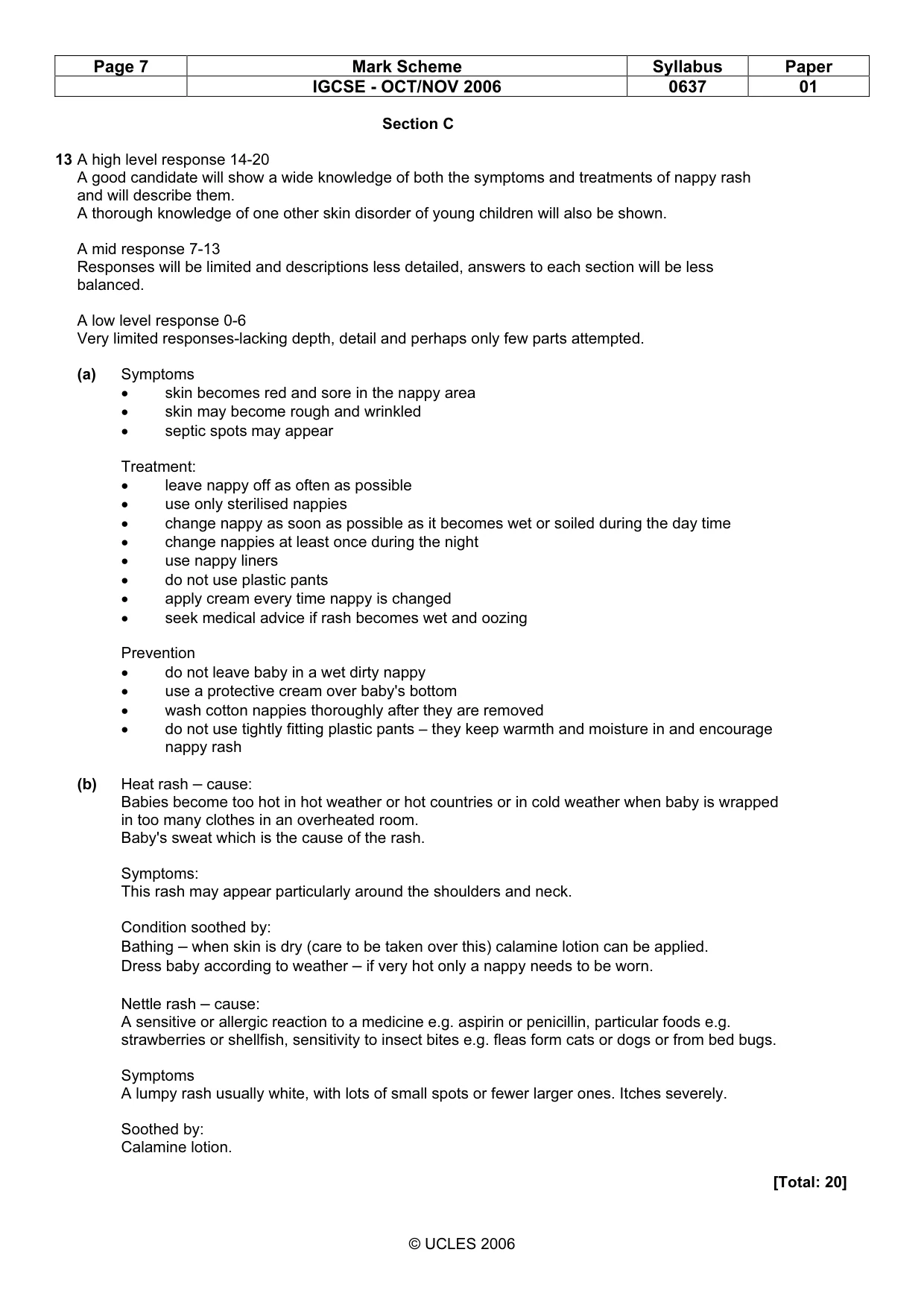 Mark scheme, page 7 of 8