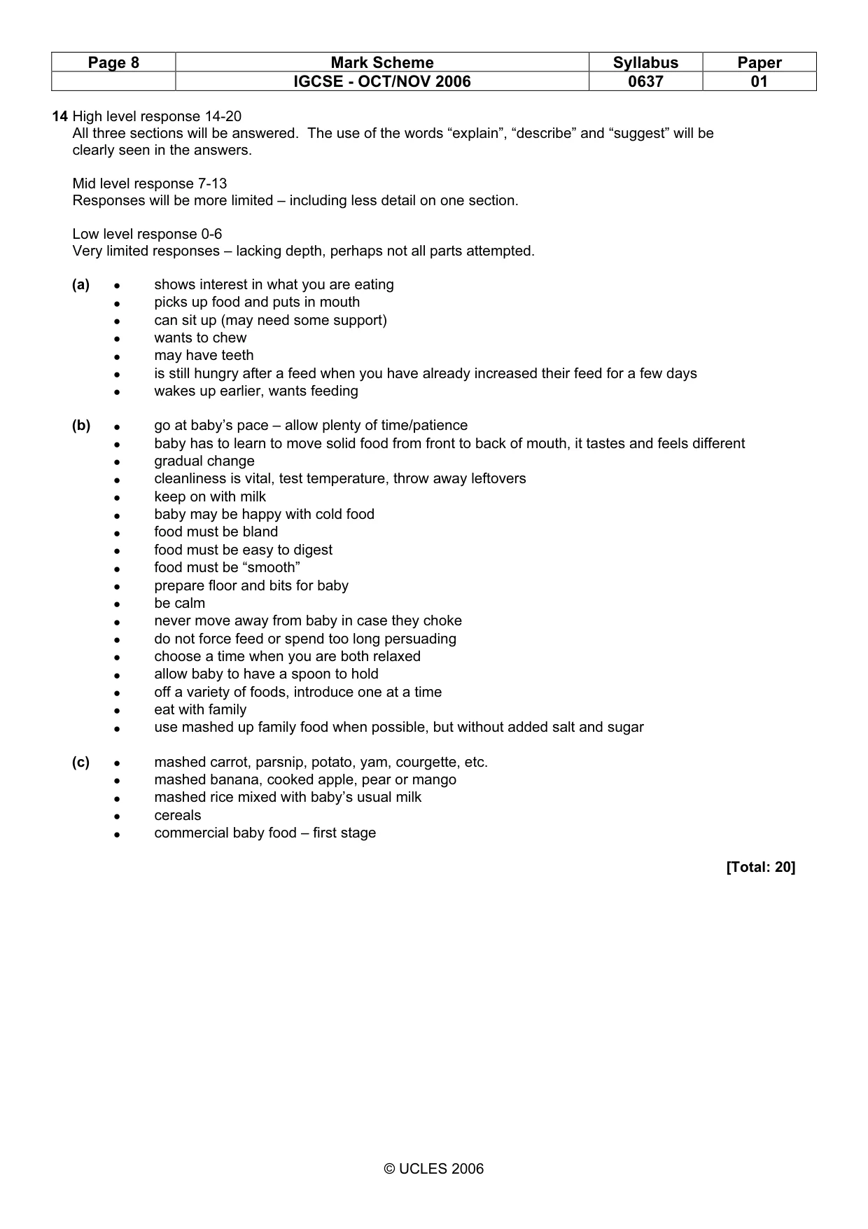 Mark scheme, page 8 of 8