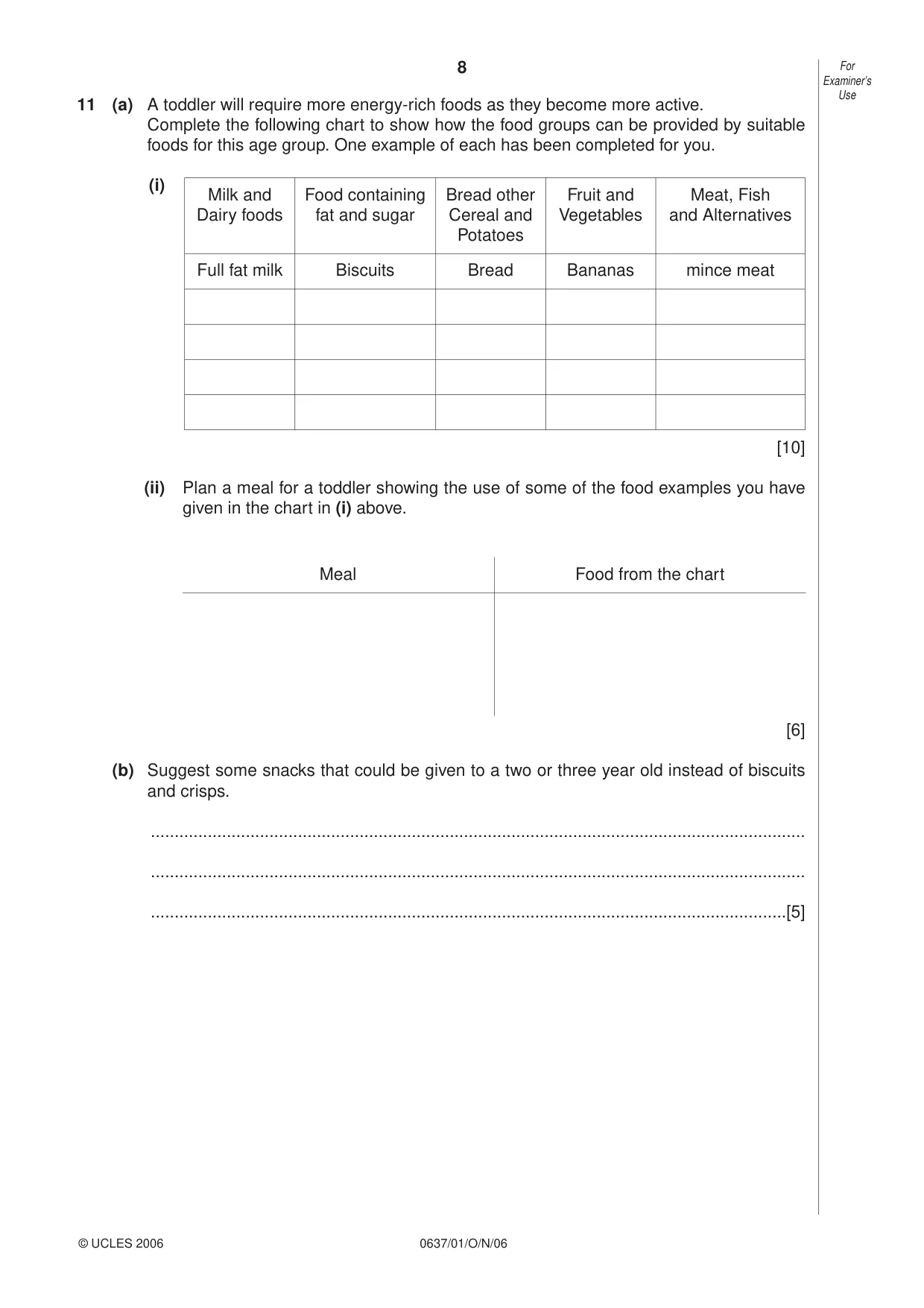Cambridge IGCSE Child Development 0637 2006 Oct/Nov Paper 1 · Variant 1 question paper, page 8 of 12